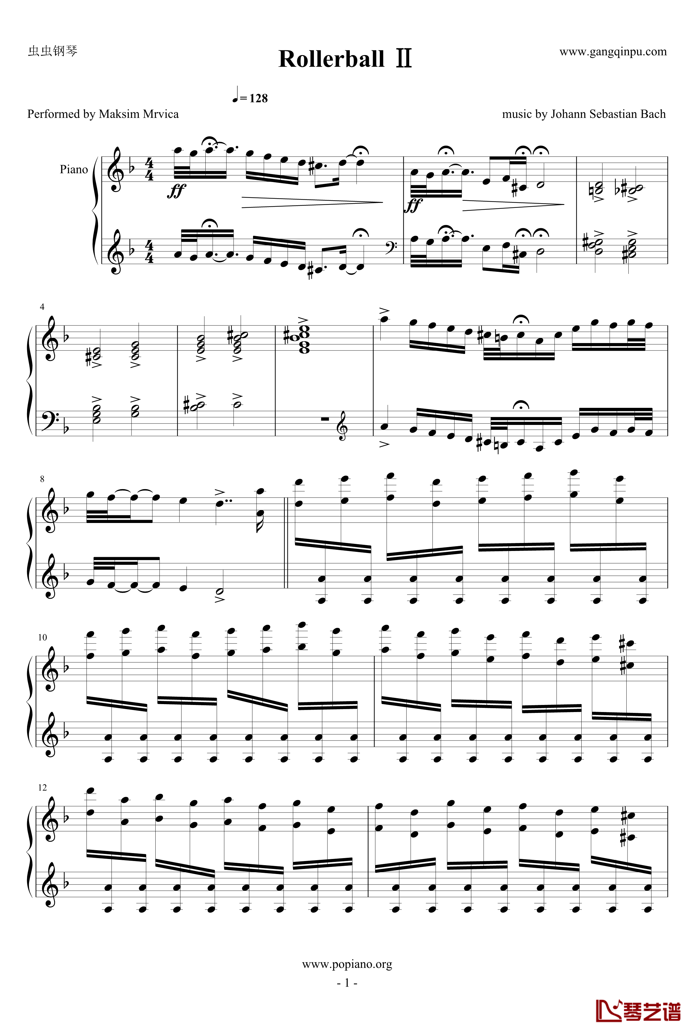 RollerballⅡ钢琴谱-马克西姆-Maksim·Mrvica1
