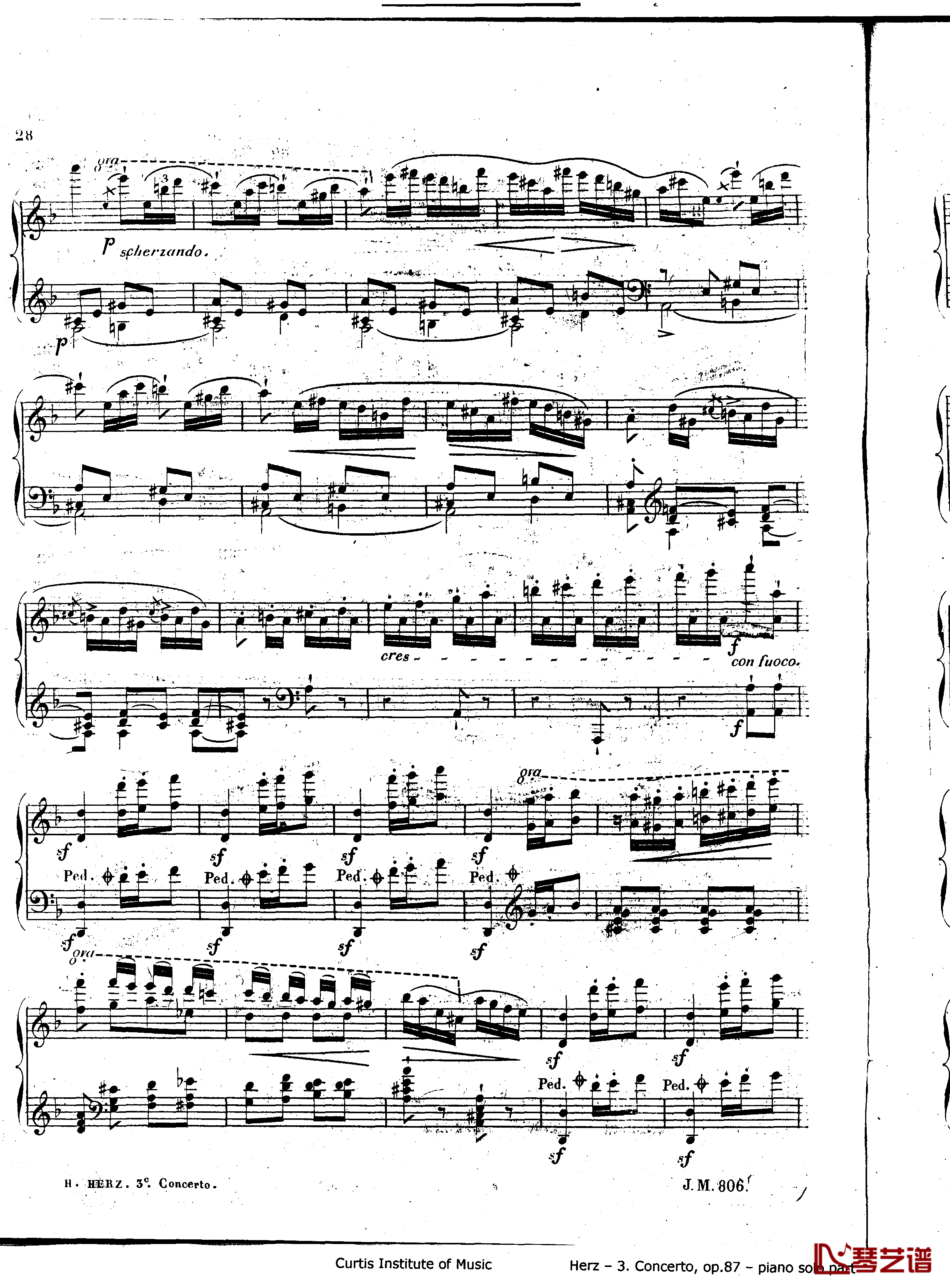 d小调第三钢琴协奏曲Op.87钢琴谱-赫尔兹28