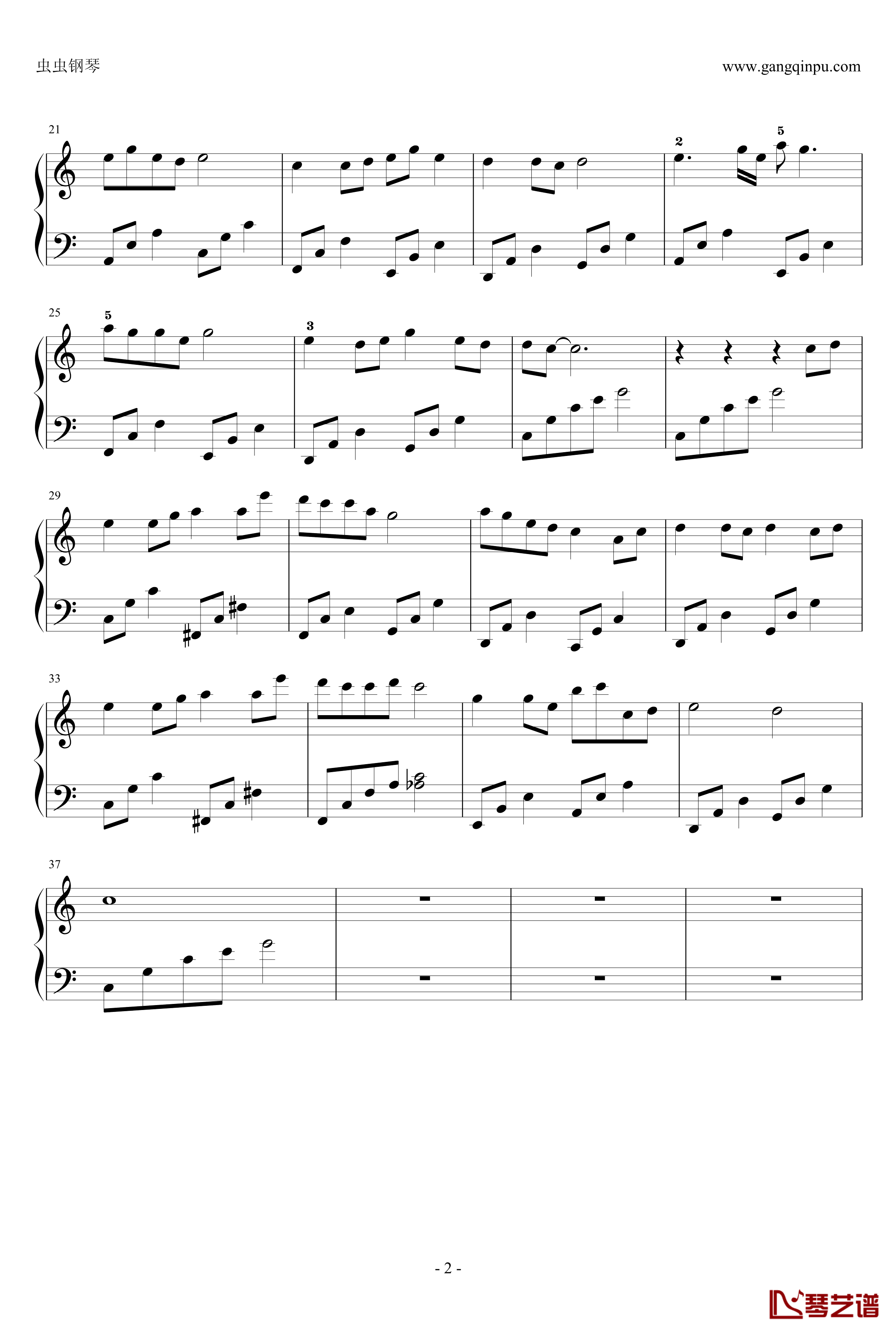 菊花台钢琴谱-C调简单版-周杰伦2