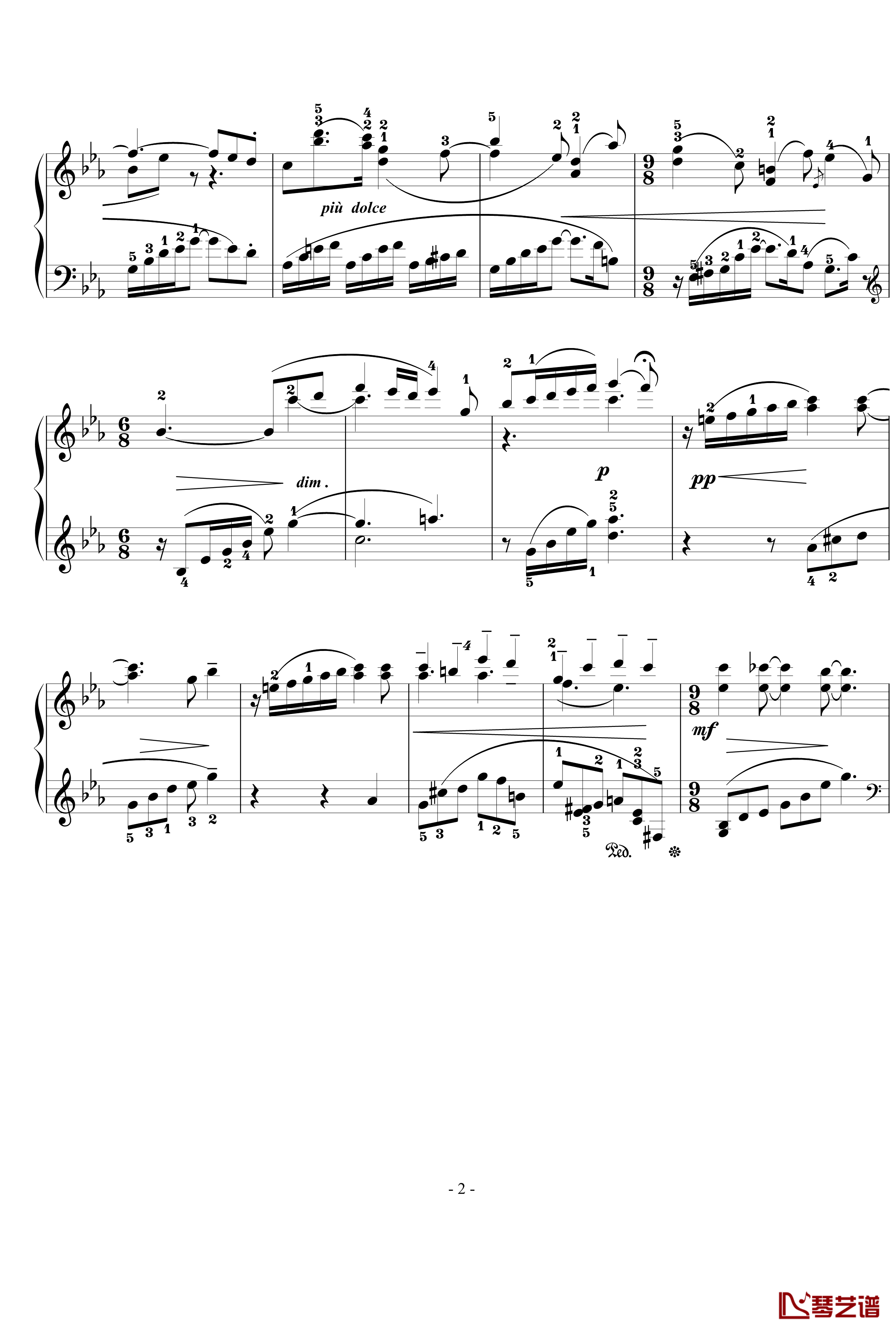 亲切钢琴谱-西贝柳斯2