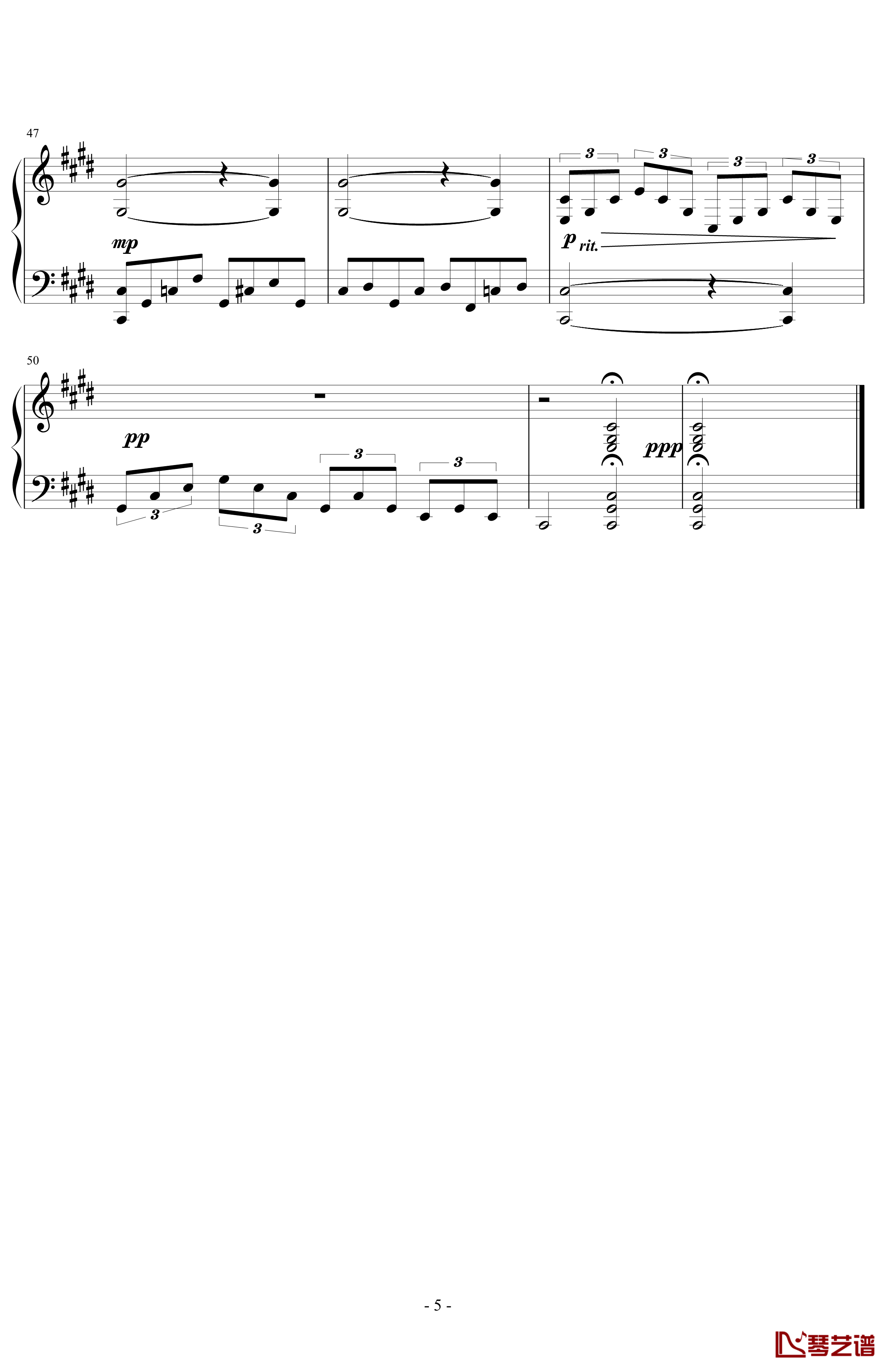 当心月光钢琴谱-贝多芬-beethoven5