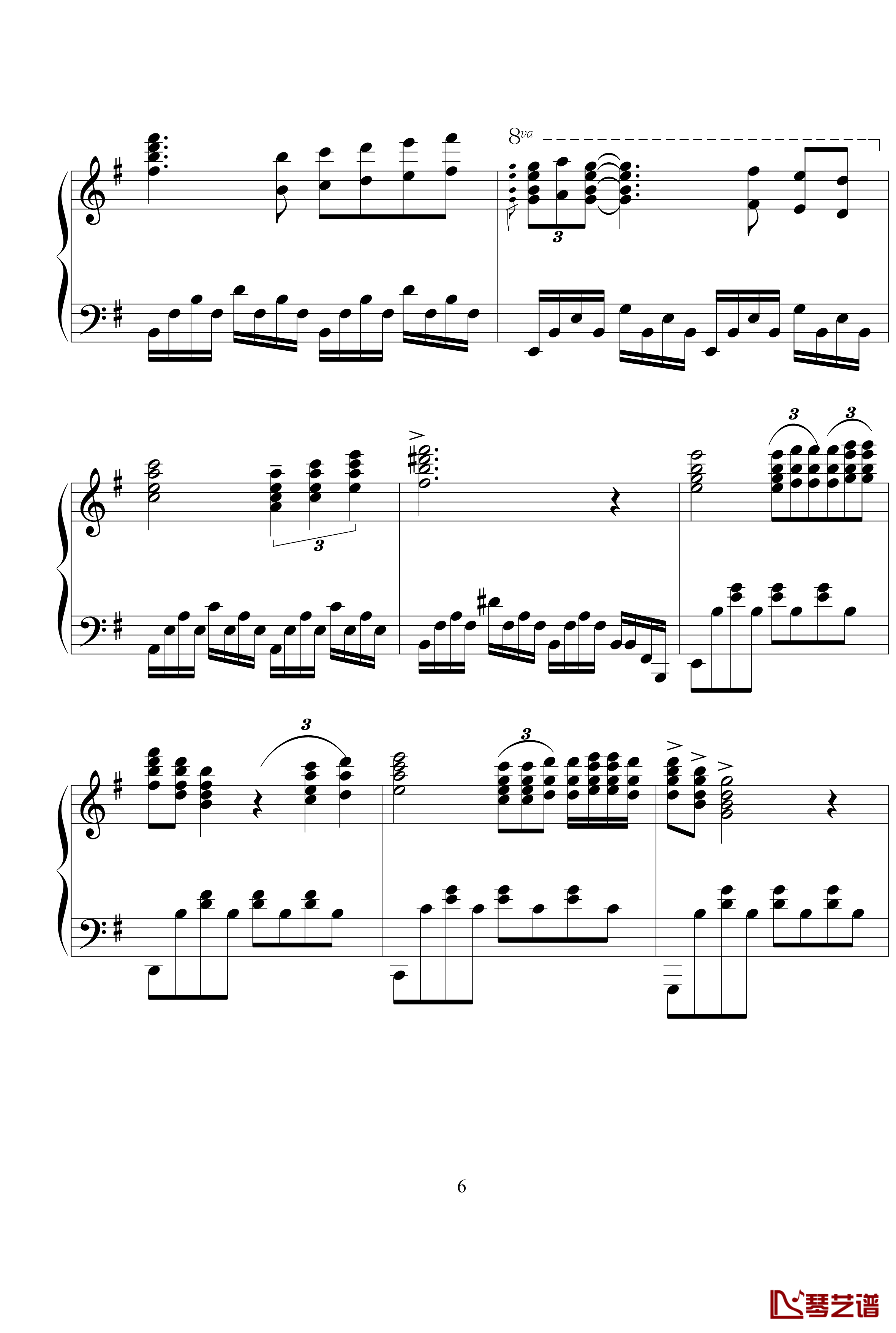 星空钢琴谱-克莱德曼6