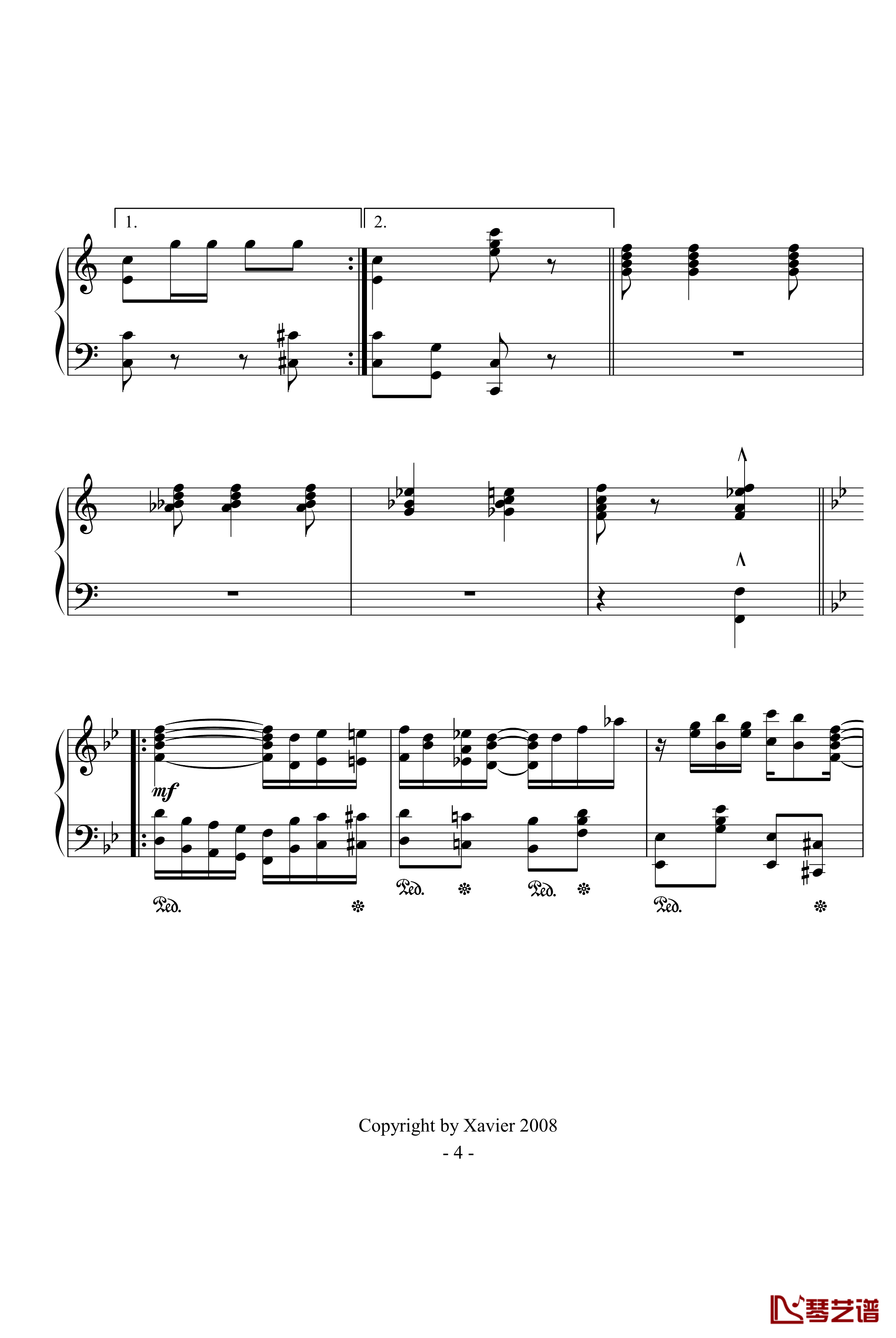 小瀑布钢琴谱-The Cascades(Jazz)-爵士-Scott Joplin4