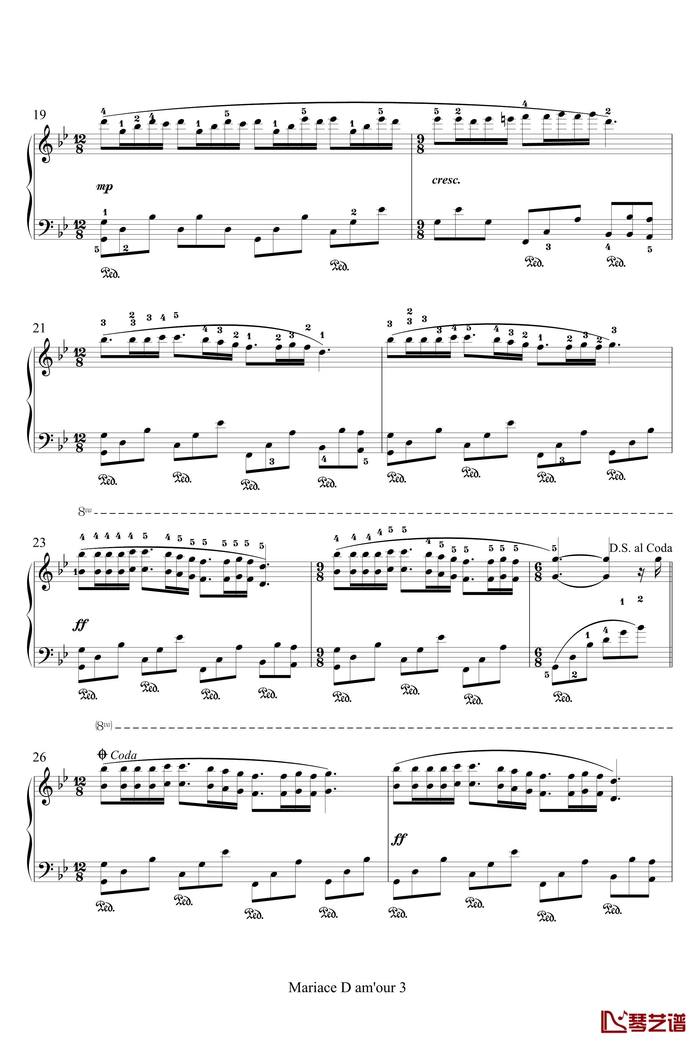 梦中的婚礼钢琴谱-带指法-塞内维尔3