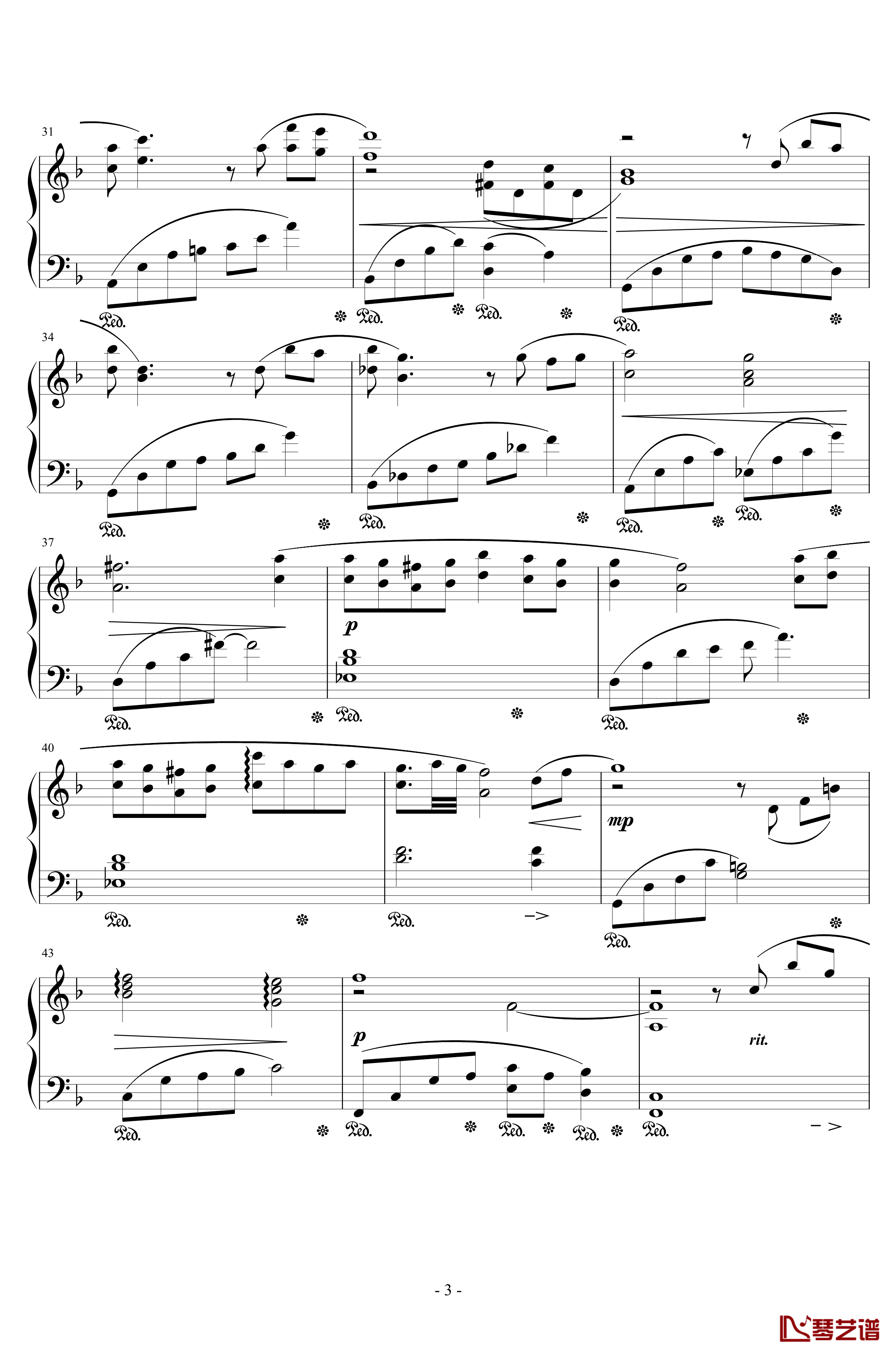 最终幻想7蒂法主题曲钢琴谱-ティファのテーマ-植松伸夫3