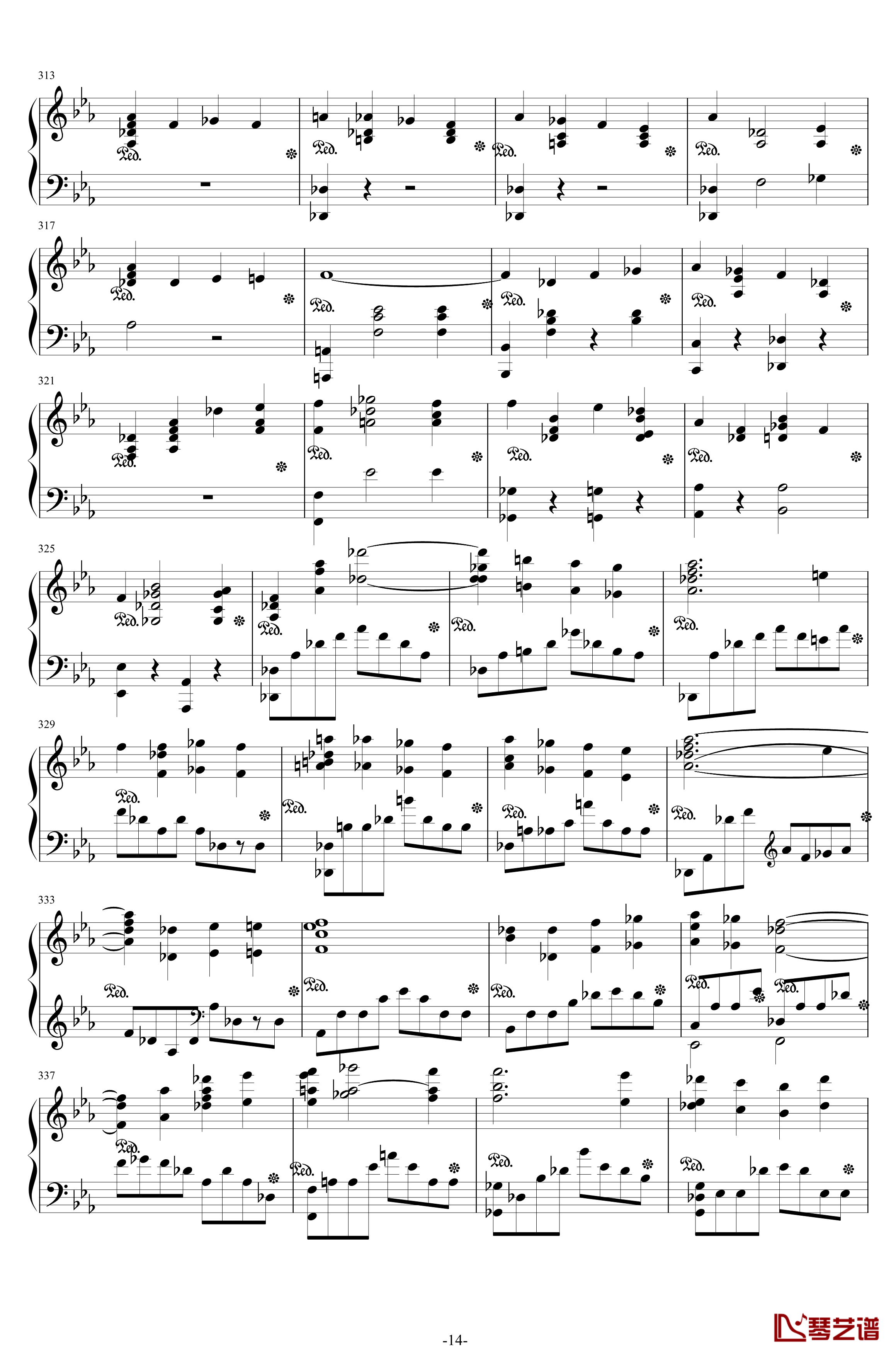 第二钢琴协奏曲钢琴谱--第三乐章独奏版-拉赫马尼若夫-c小调14