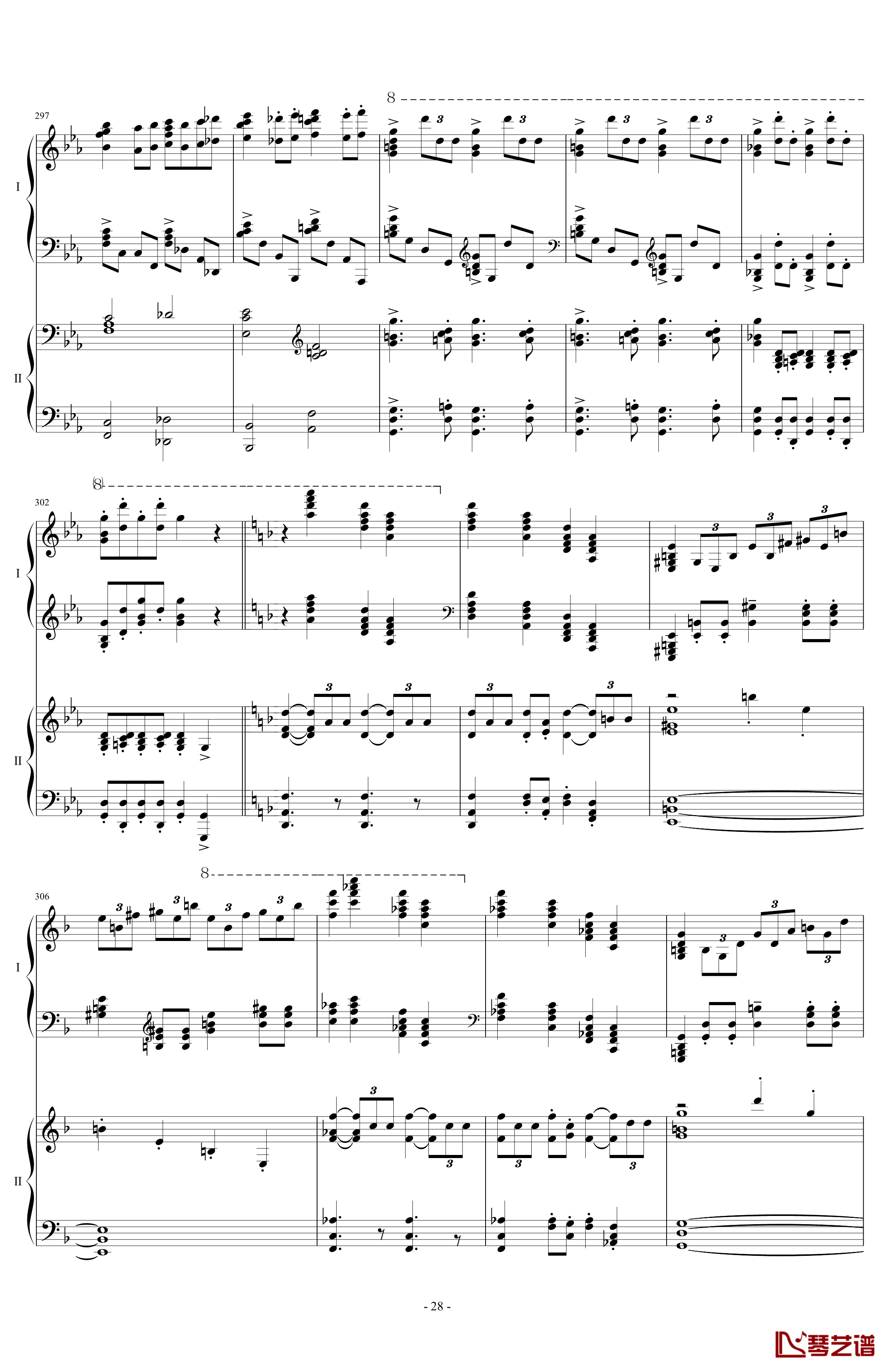 拉三第三乐章41页双钢琴钢琴谱-最难钢琴曲-拉赫马尼若夫28
