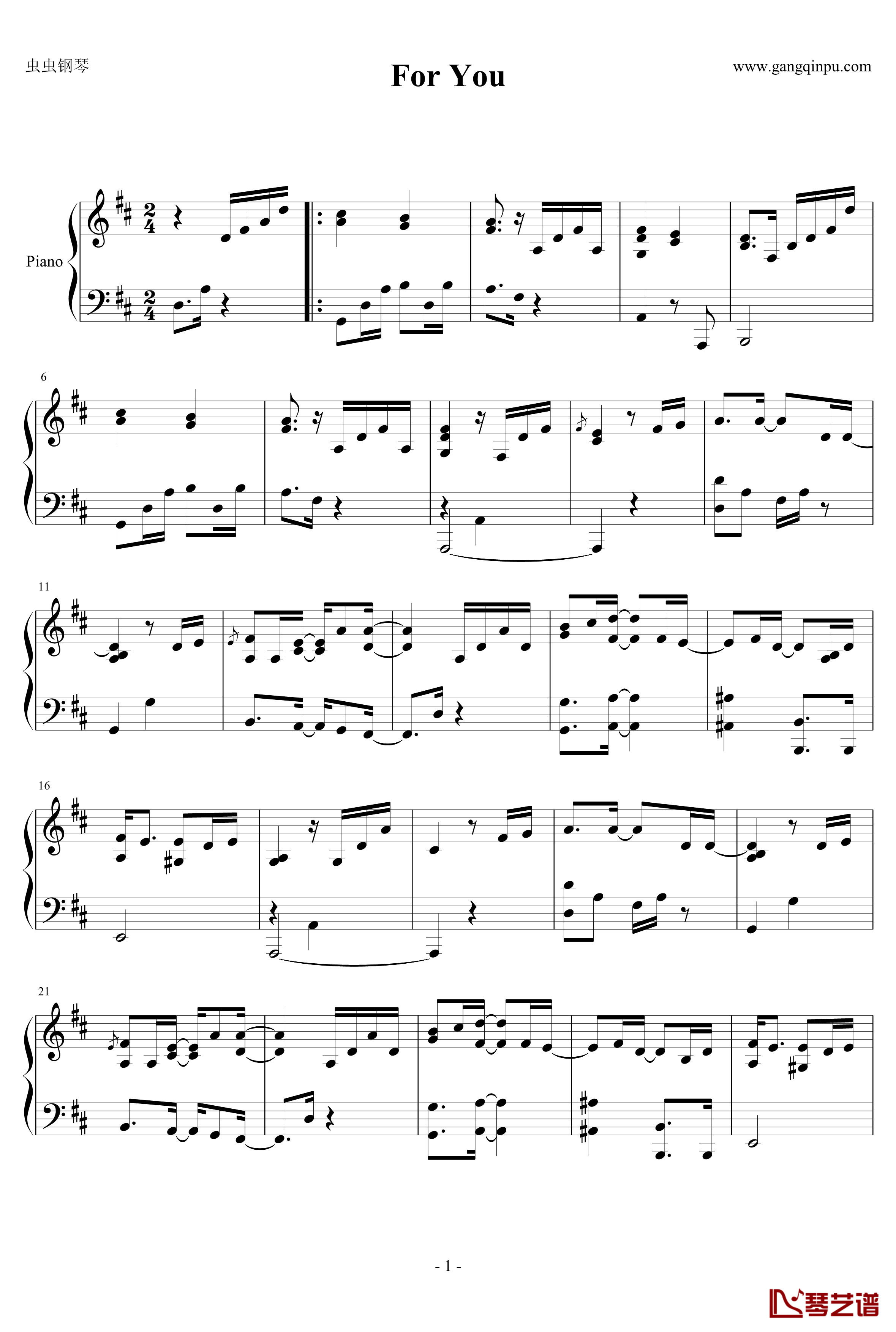 For You钢琴谱-Kostia1