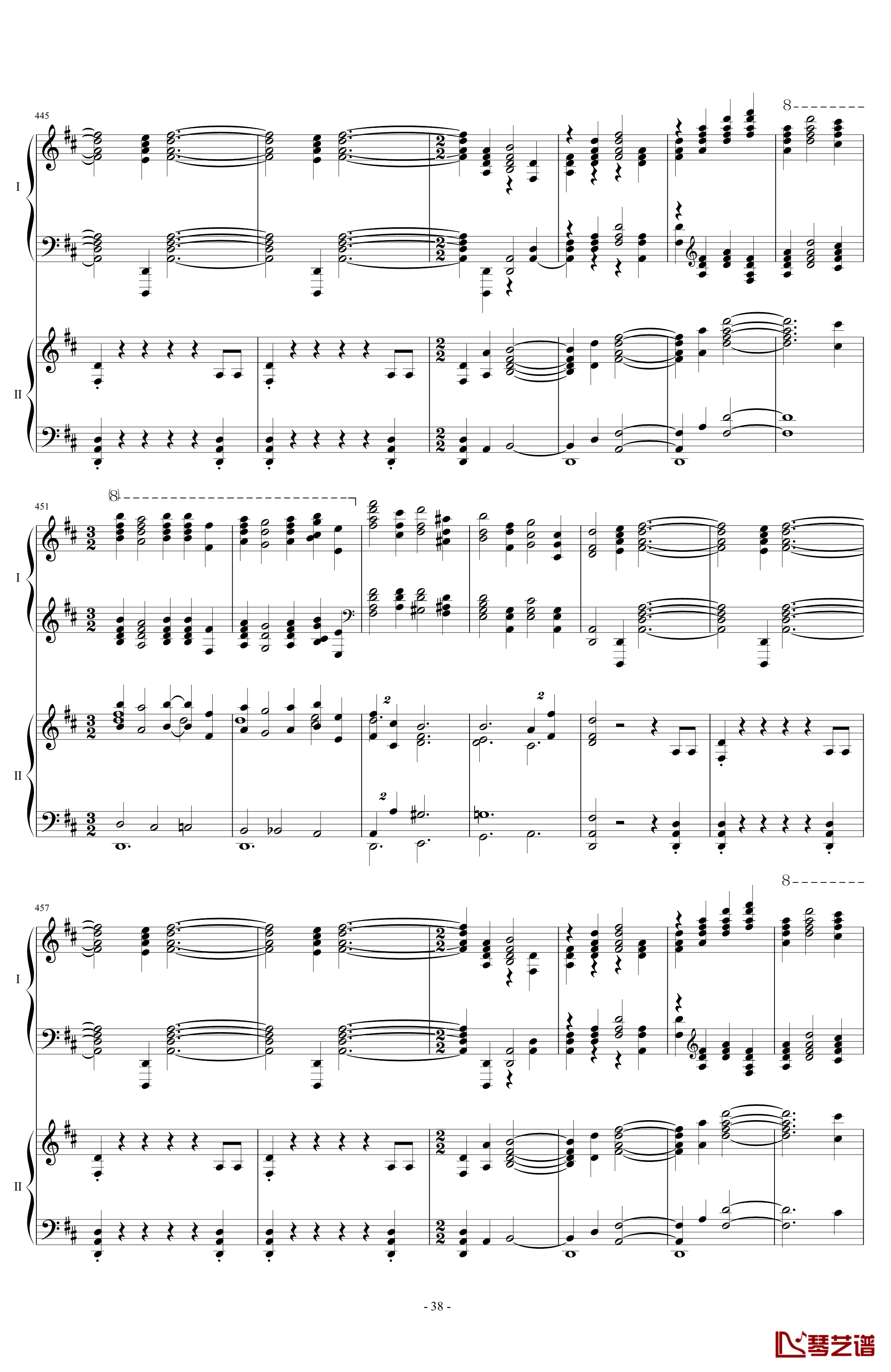 拉三第三乐章41页双钢琴钢琴谱-最难钢琴曲-拉赫马尼若夫38