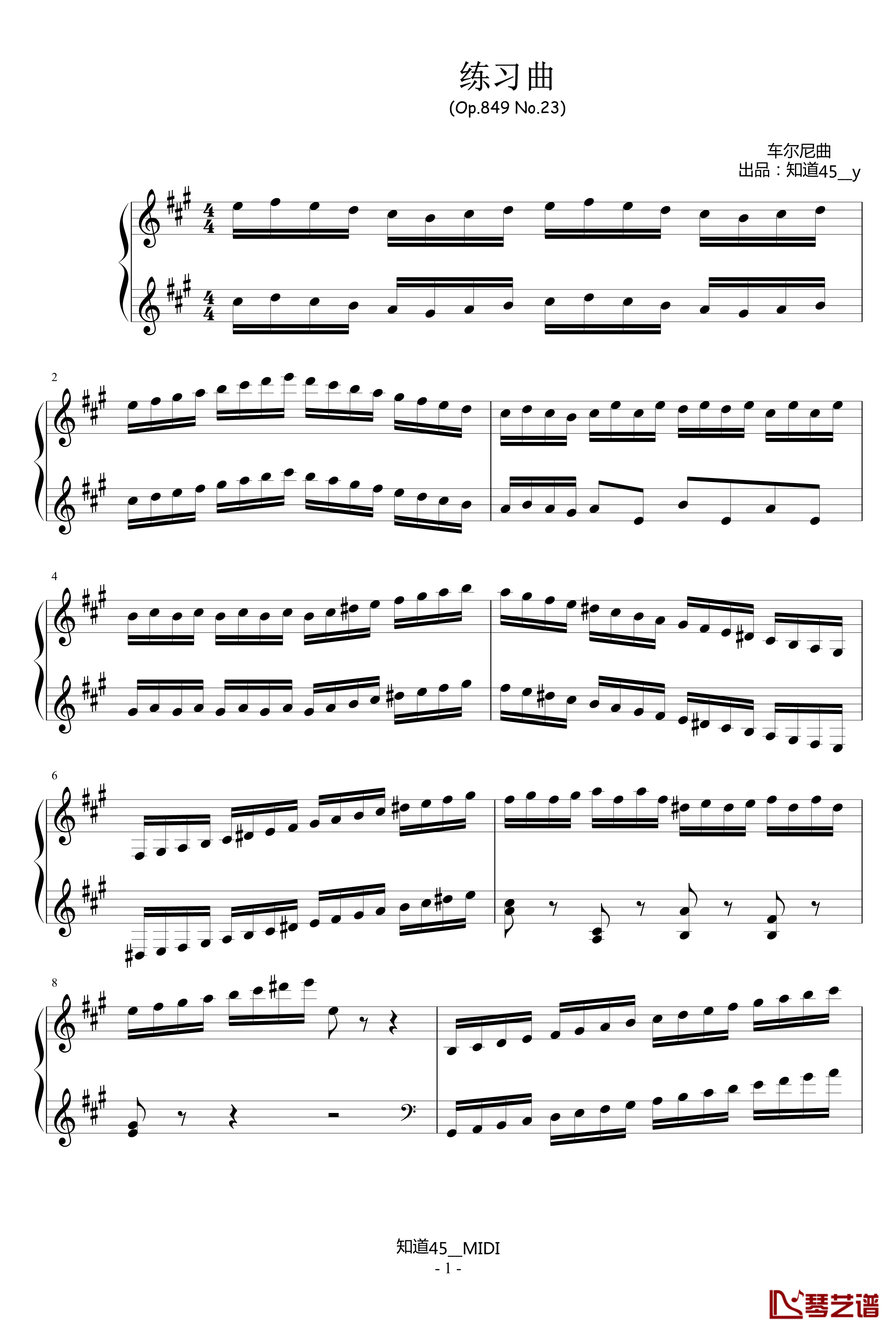 练习曲钢琴谱-Op.849 No.23-儿童歌曲1