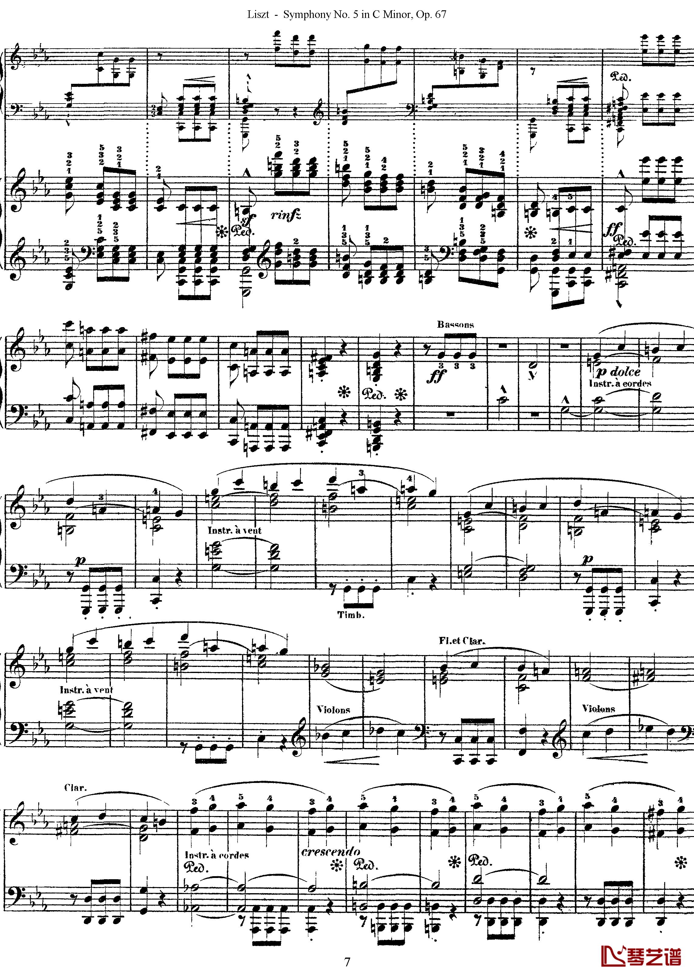 第五交响乐的钢琴曲钢琴谱-李斯特-李斯特改编自贝多芬7