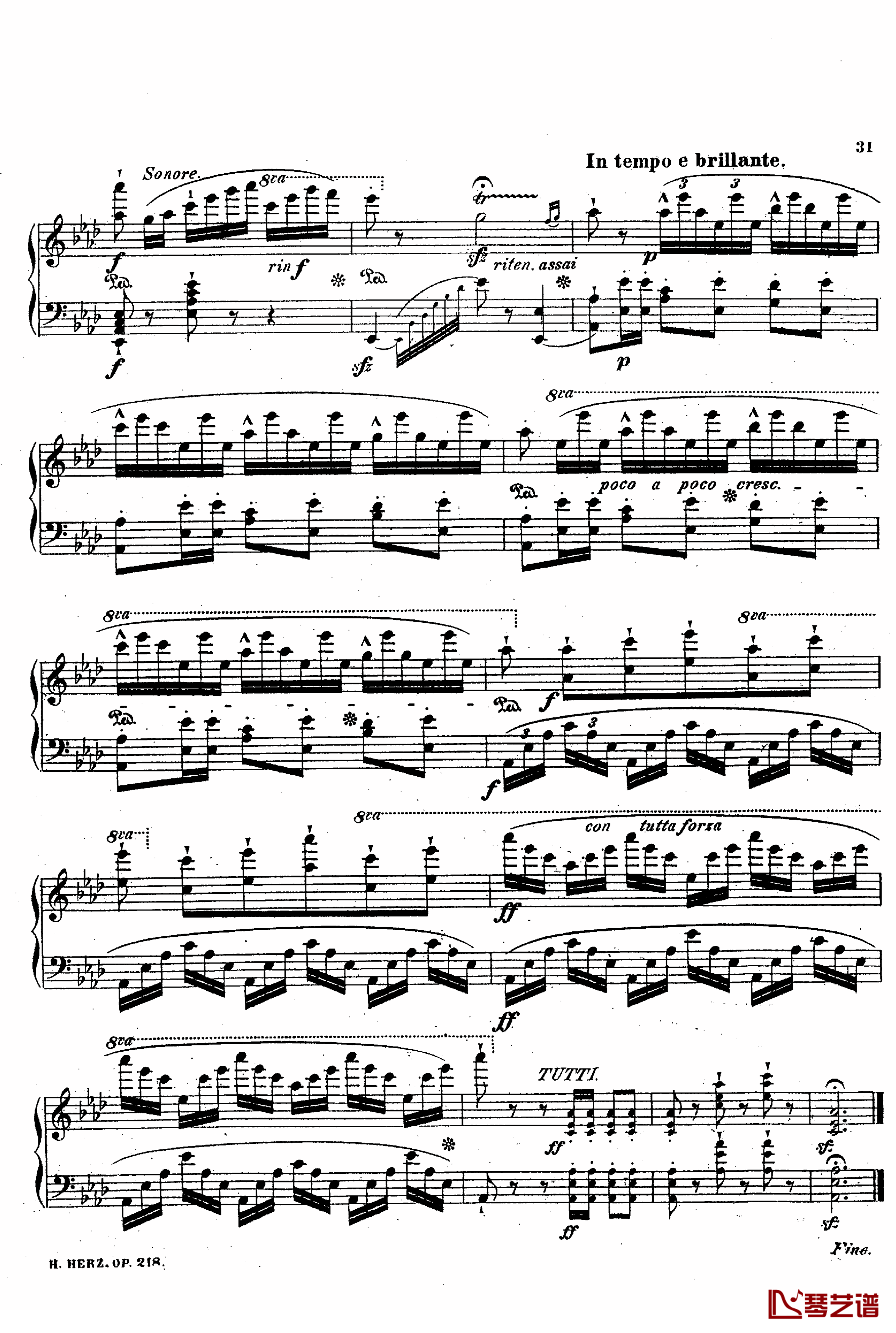 降A大调第八钢琴协奏曲Op.218钢琴谱-赫尔兹30