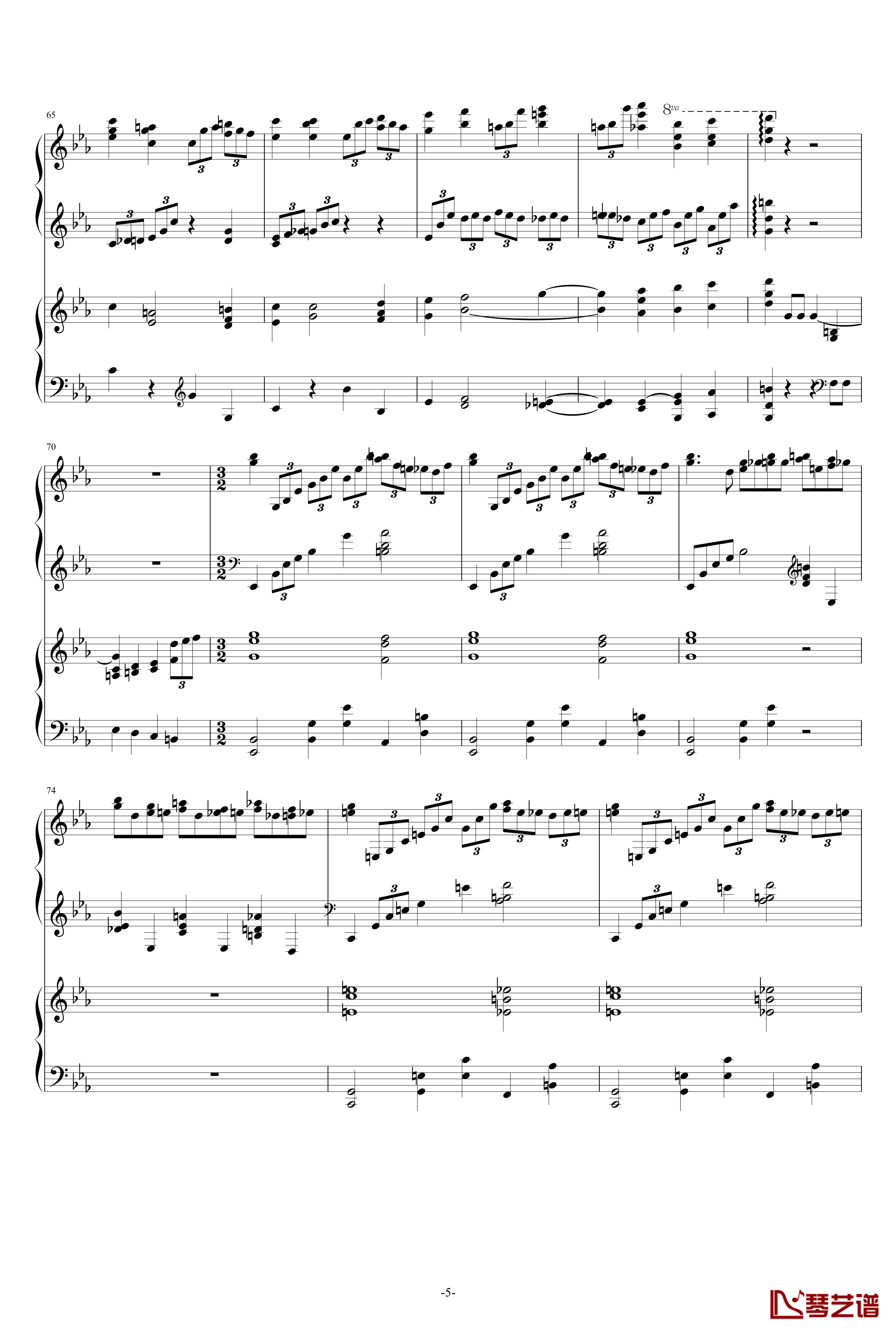 第二钢琴协奏曲第三乐章钢琴谱-拉赫玛尼诺夫5