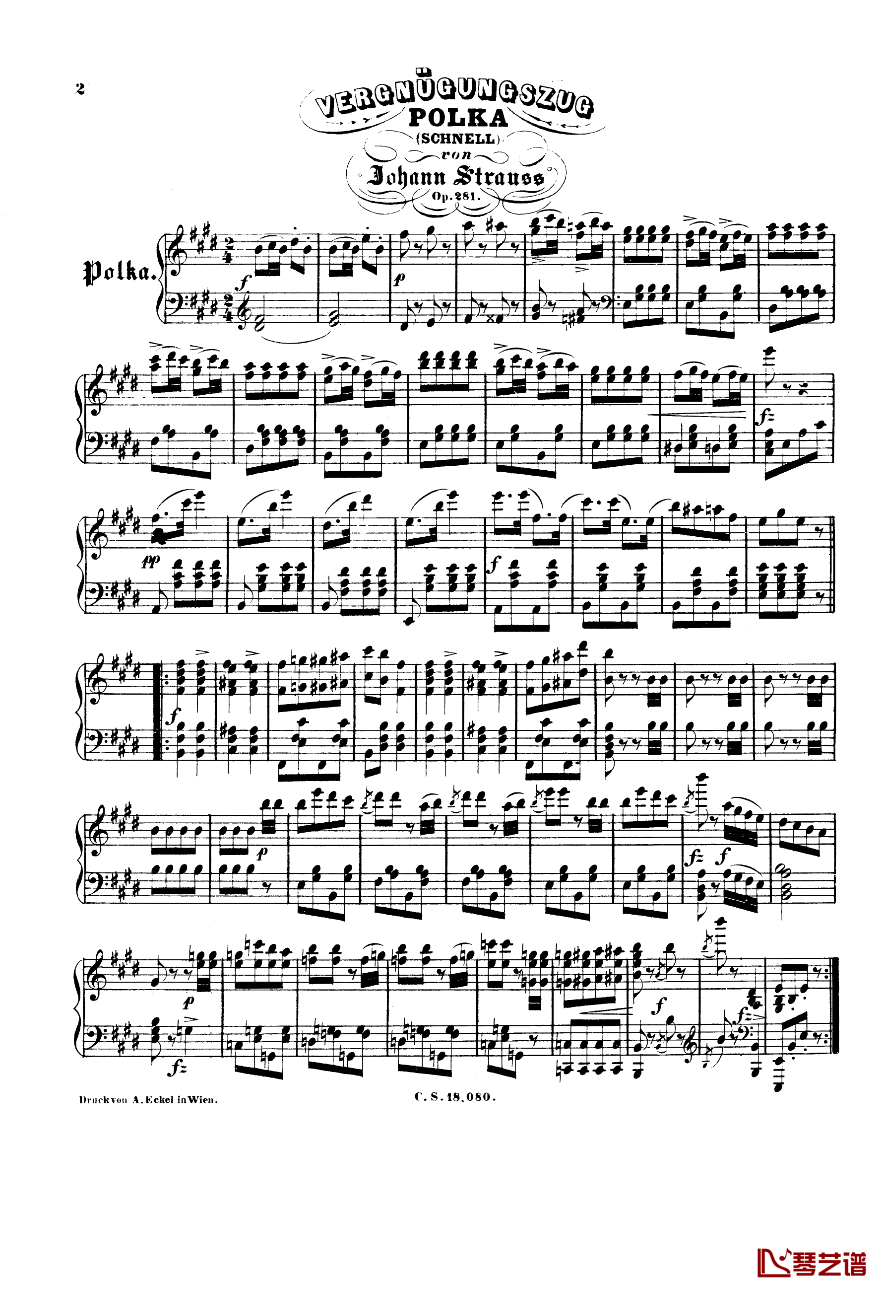 小约翰 斯特劳斯   游览列车快速波尔卡     Op.281-约翰·斯特劳斯-钢琴谱2