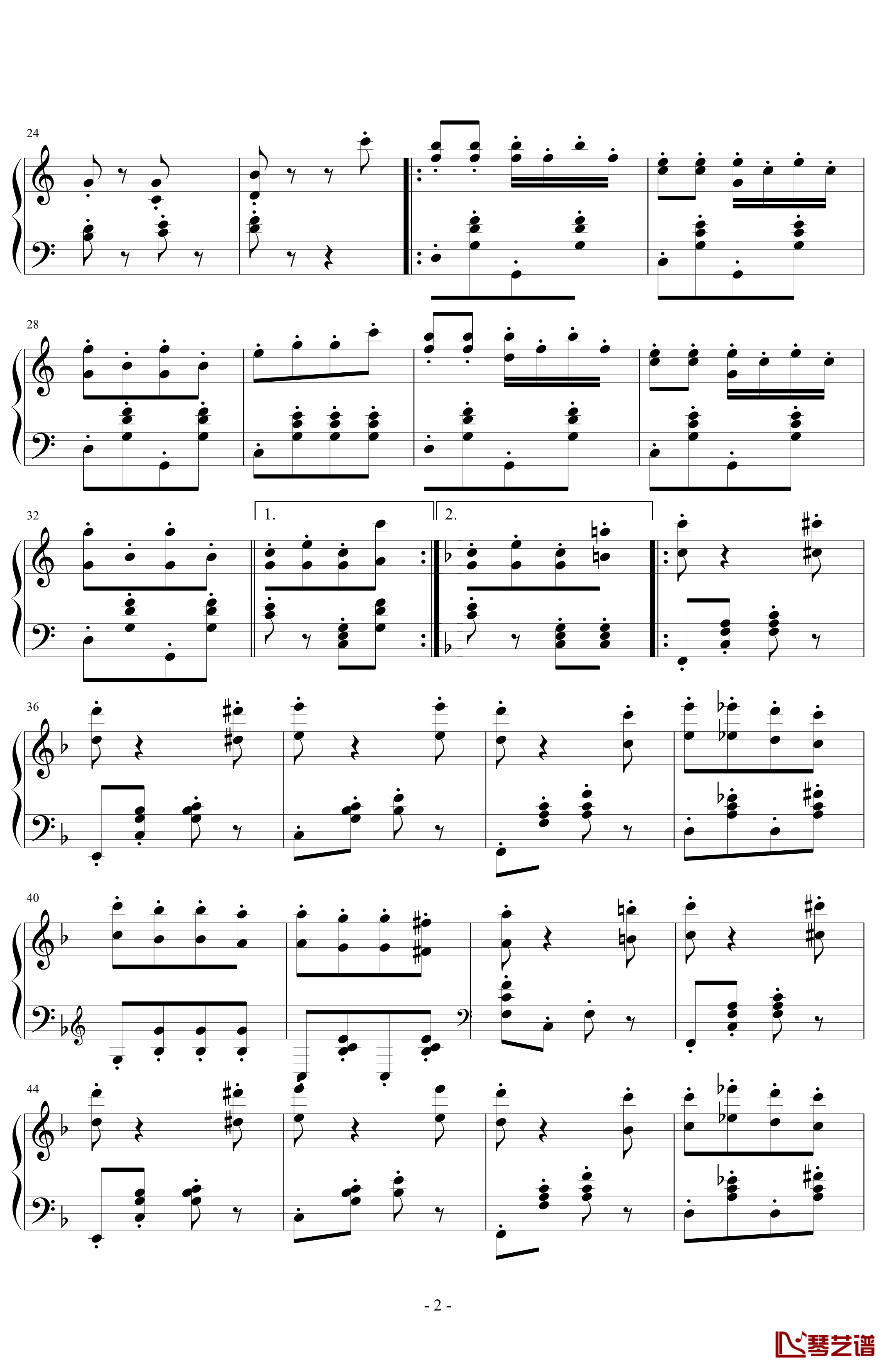 拨弦波尔卡钢琴谱-独奏版-世界名曲2