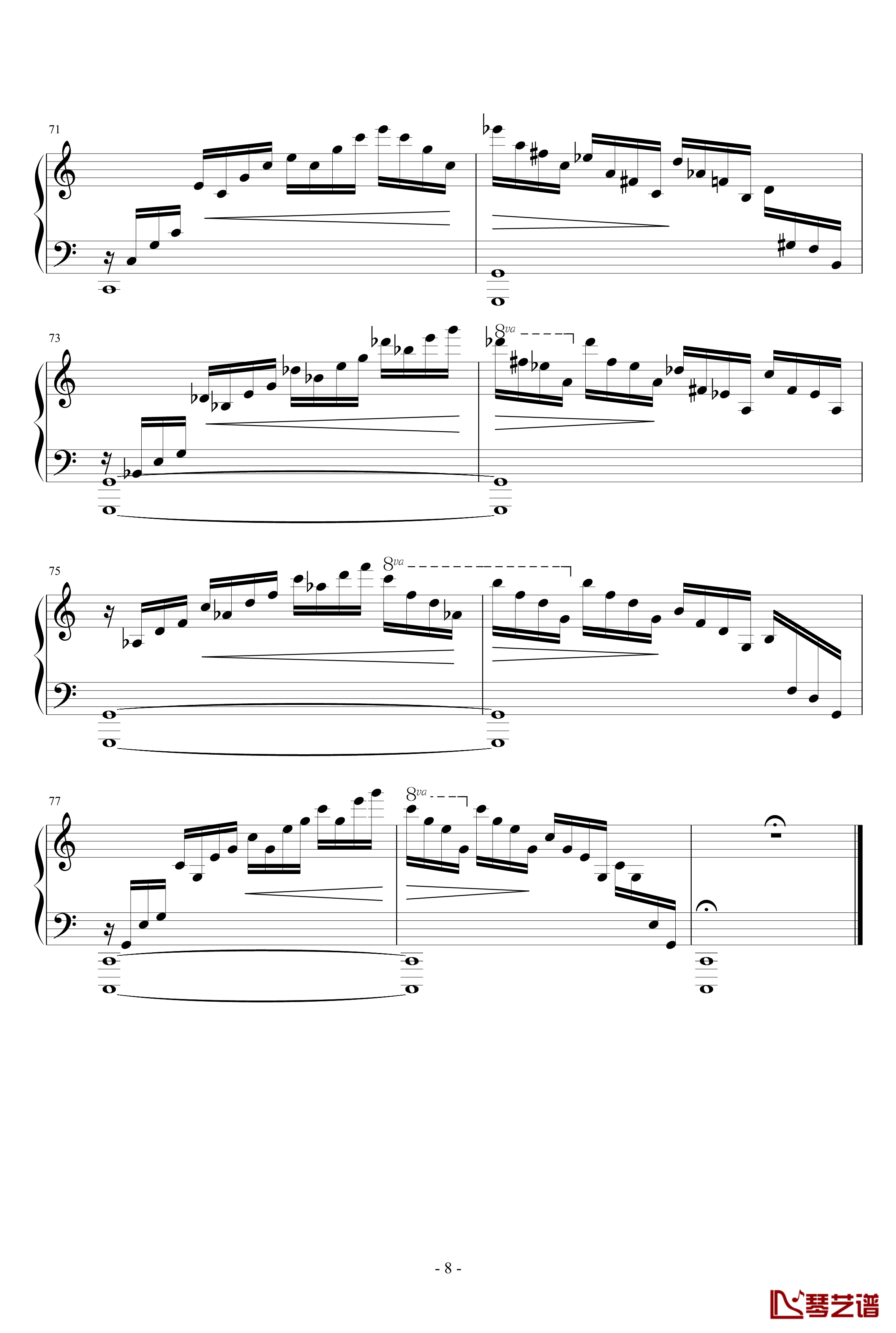 Etude OP.10 No.1钢琴谱-肖邦练习曲8