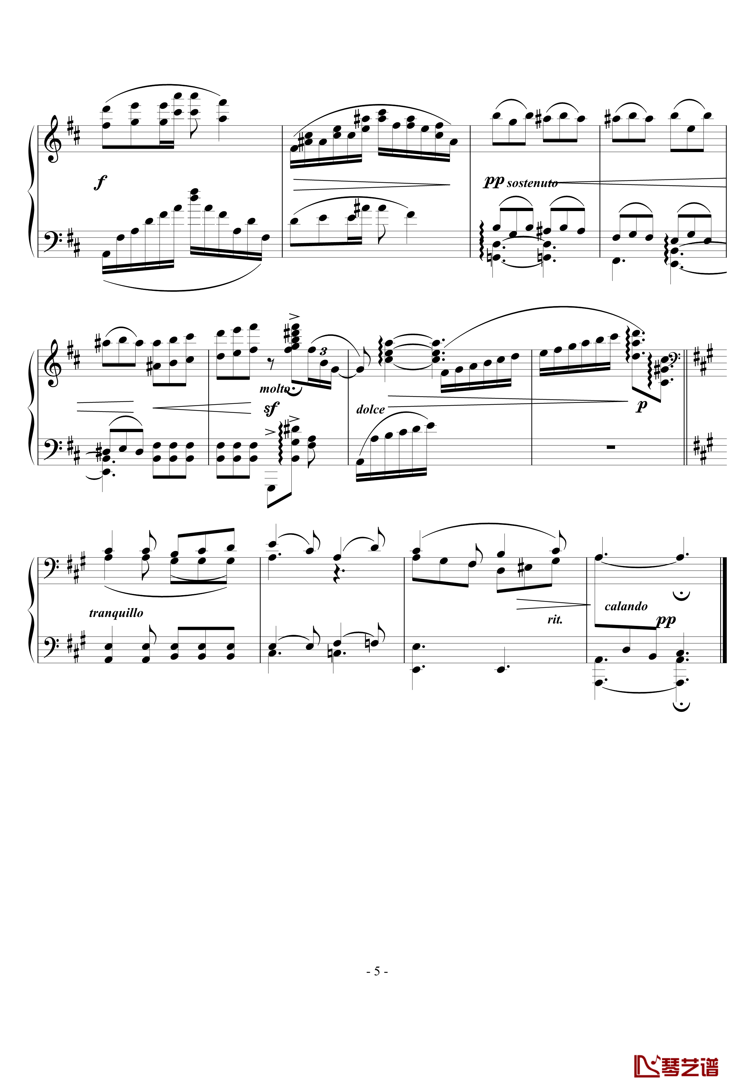 A大调幻想小品钢琴谱-天籁传声5