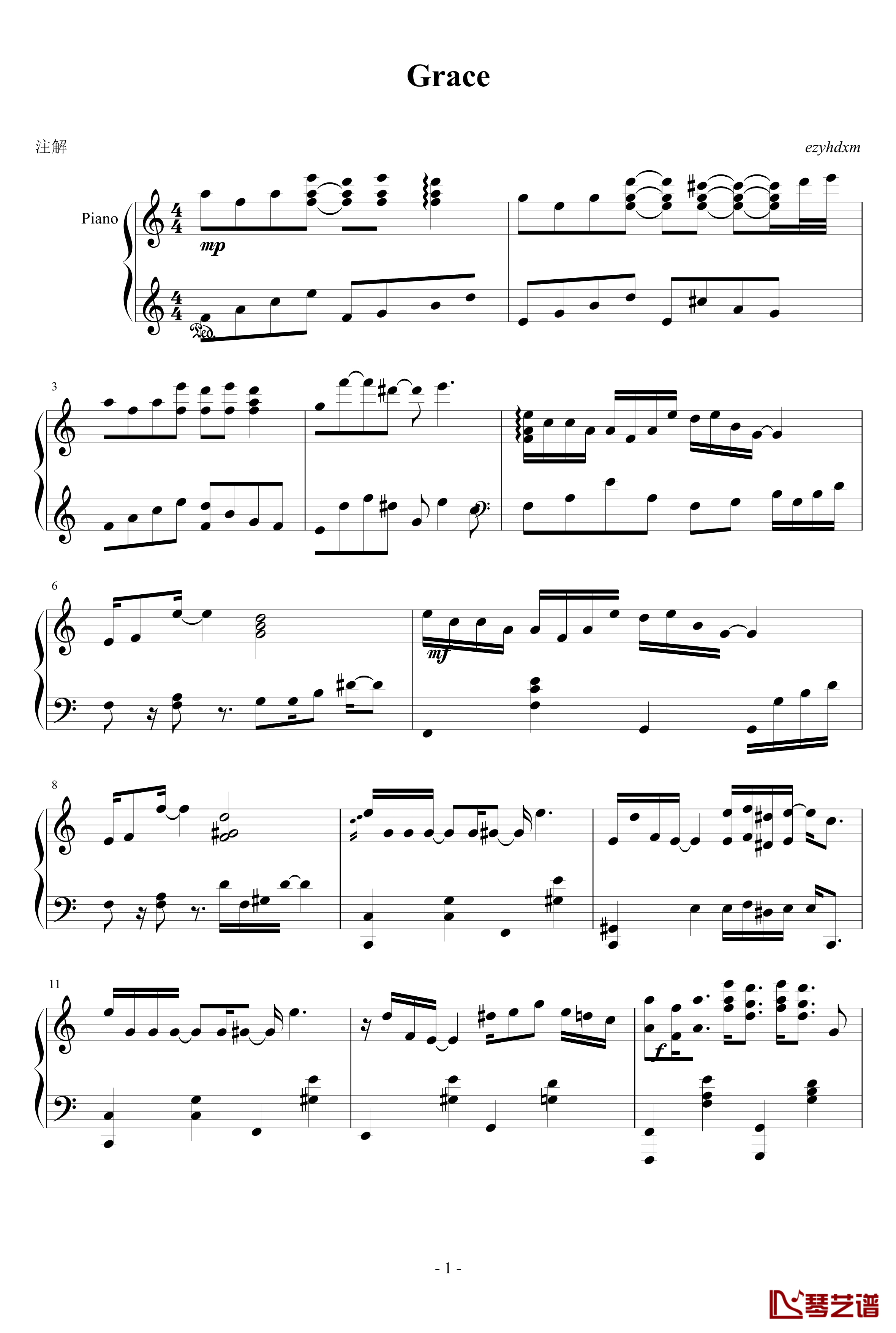 Grace钢琴谱-ezyhdxm1