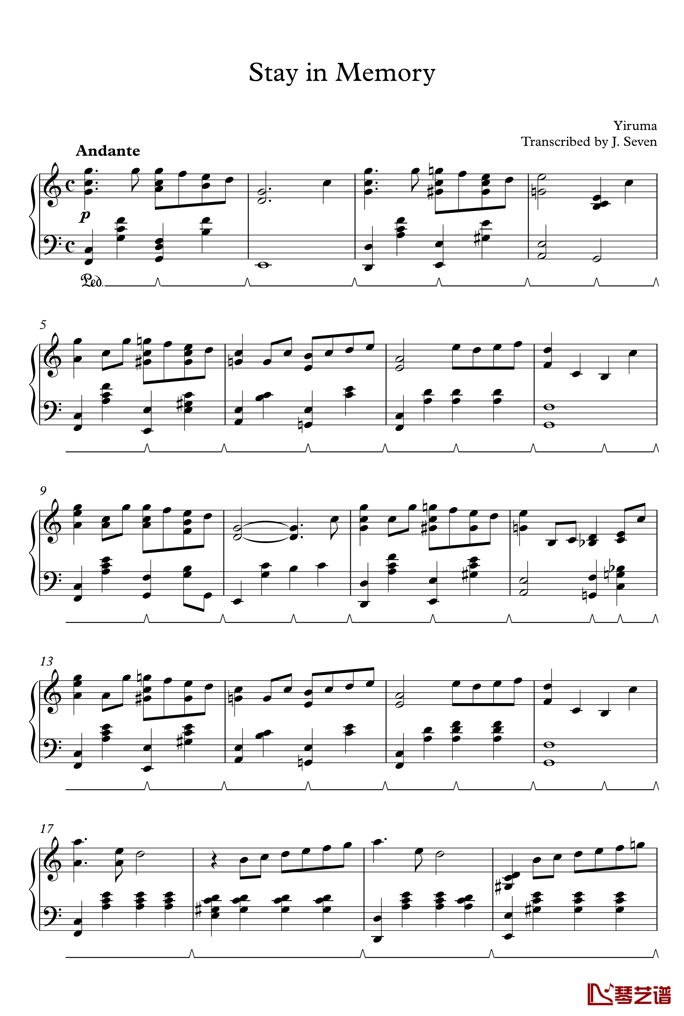 Stay in Memory钢琴谱-Yiruma1