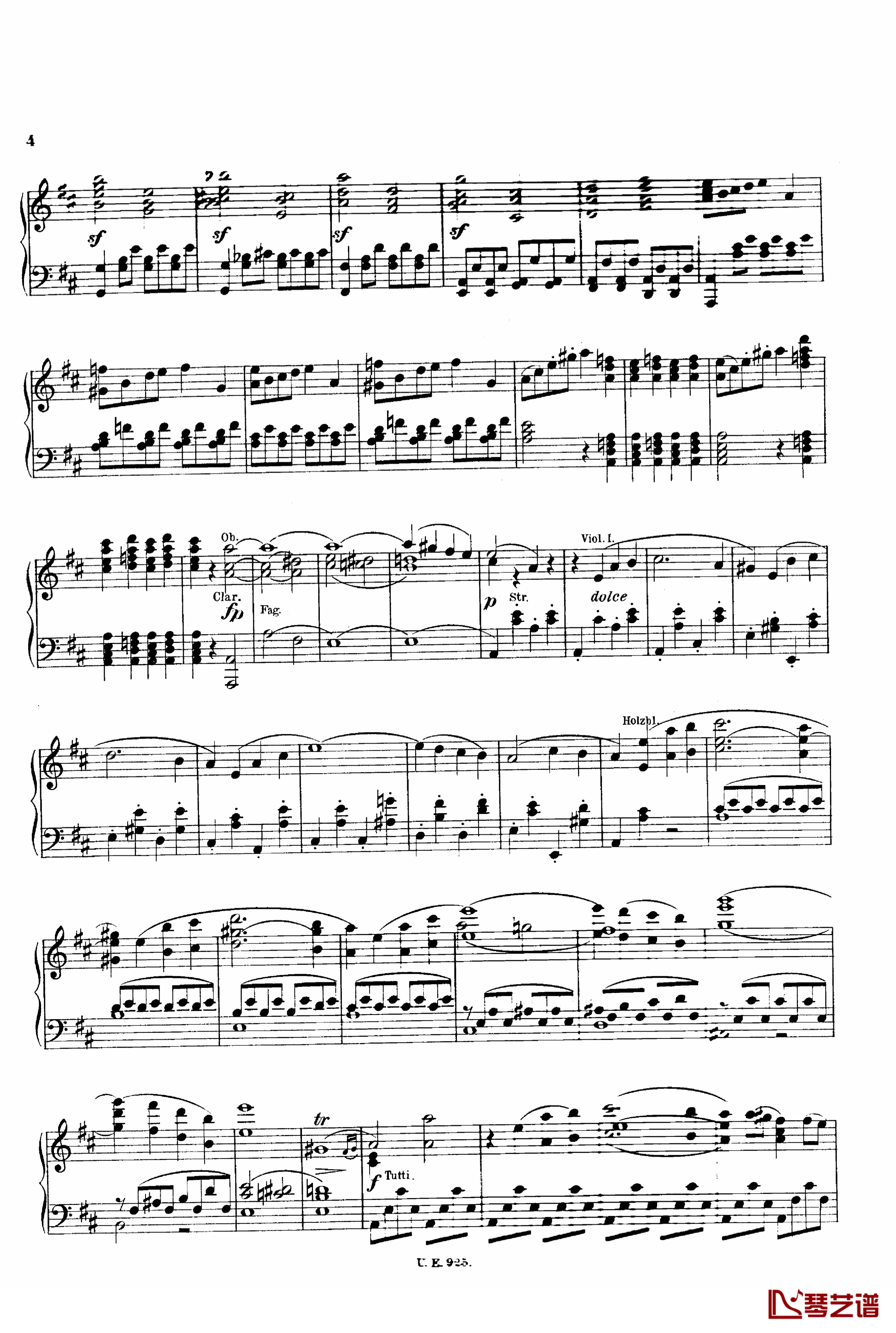 D大调第一交响曲 D.82钢琴谱-舒伯特4