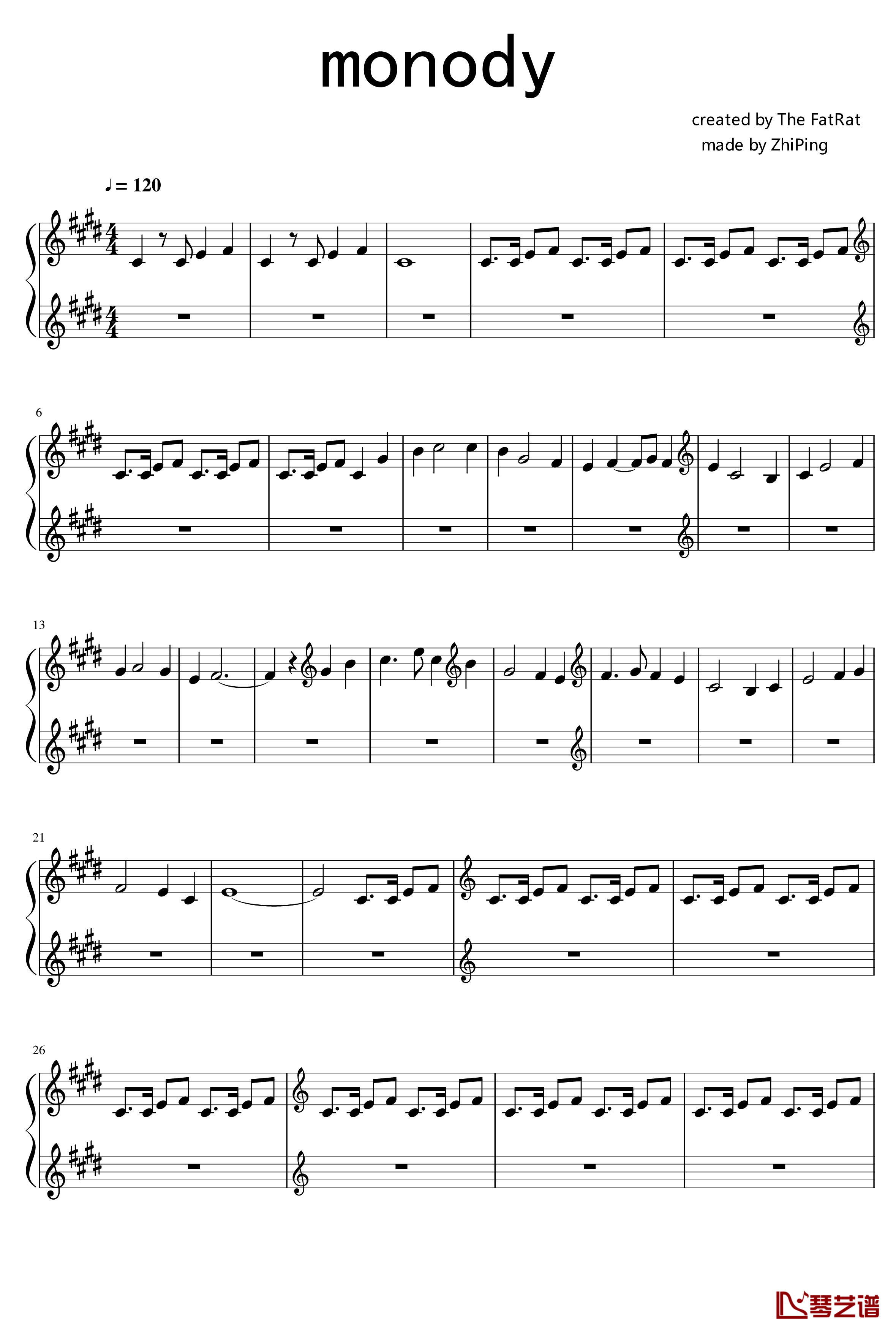 Monody钢琴谱-The FatRat1