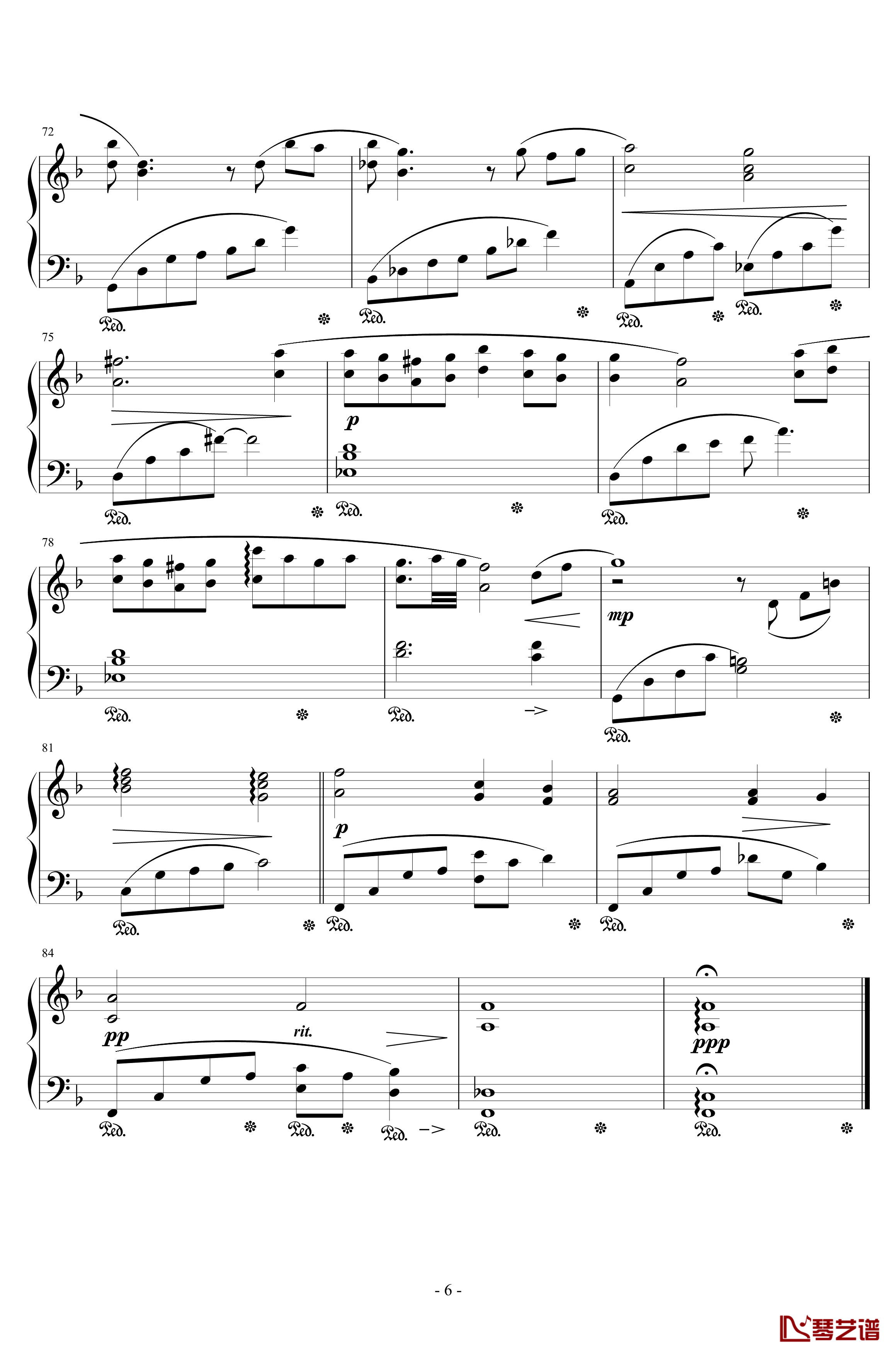 最终幻想7蒂法主题曲钢琴谱-ティファのテーマ-植松伸夫6