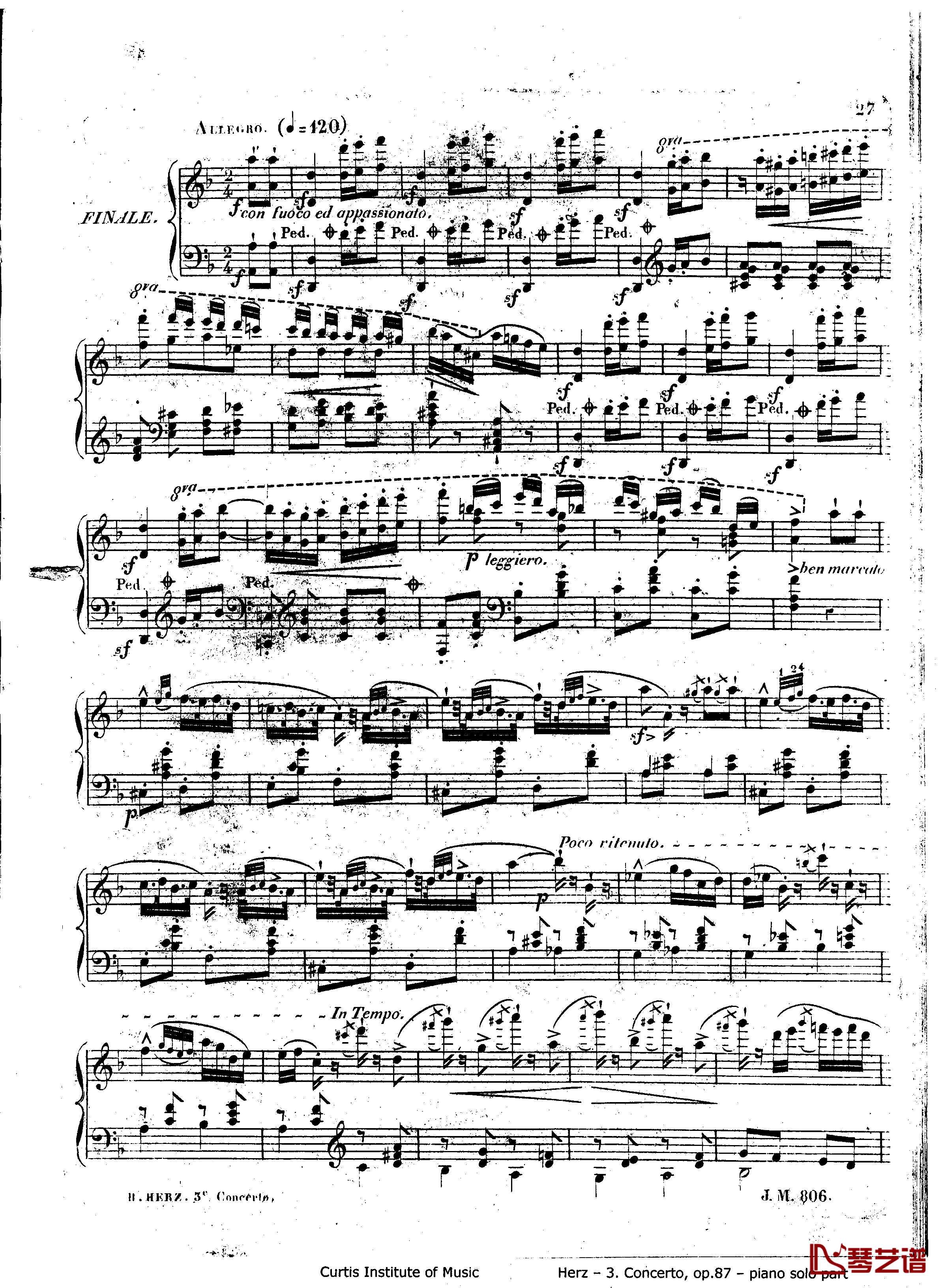 d小调第三钢琴协奏曲Op.87钢琴谱-赫尔兹27