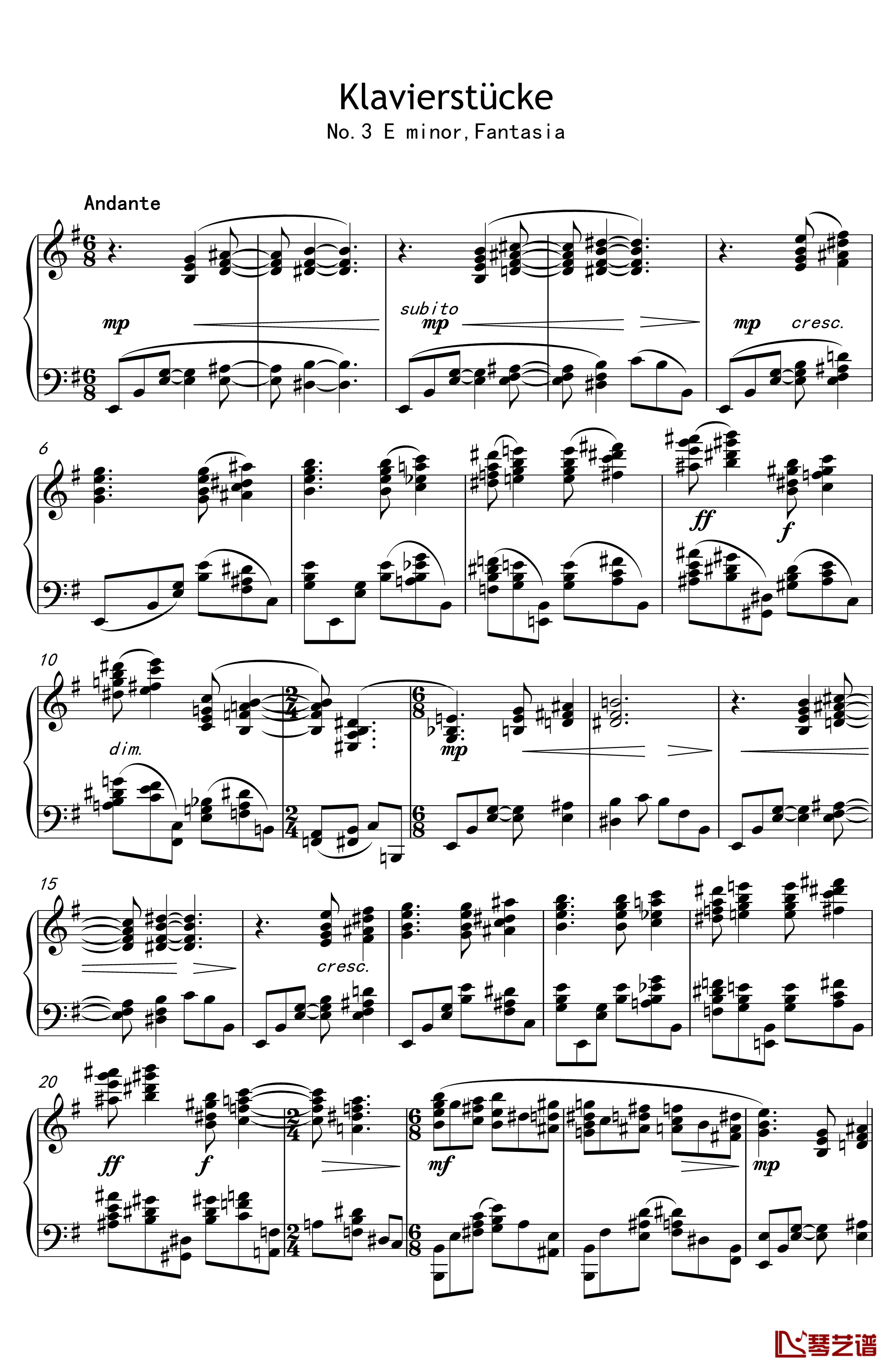 幻想曲钢琴谱-钢琴曲4首，Op3no3-榕剑1