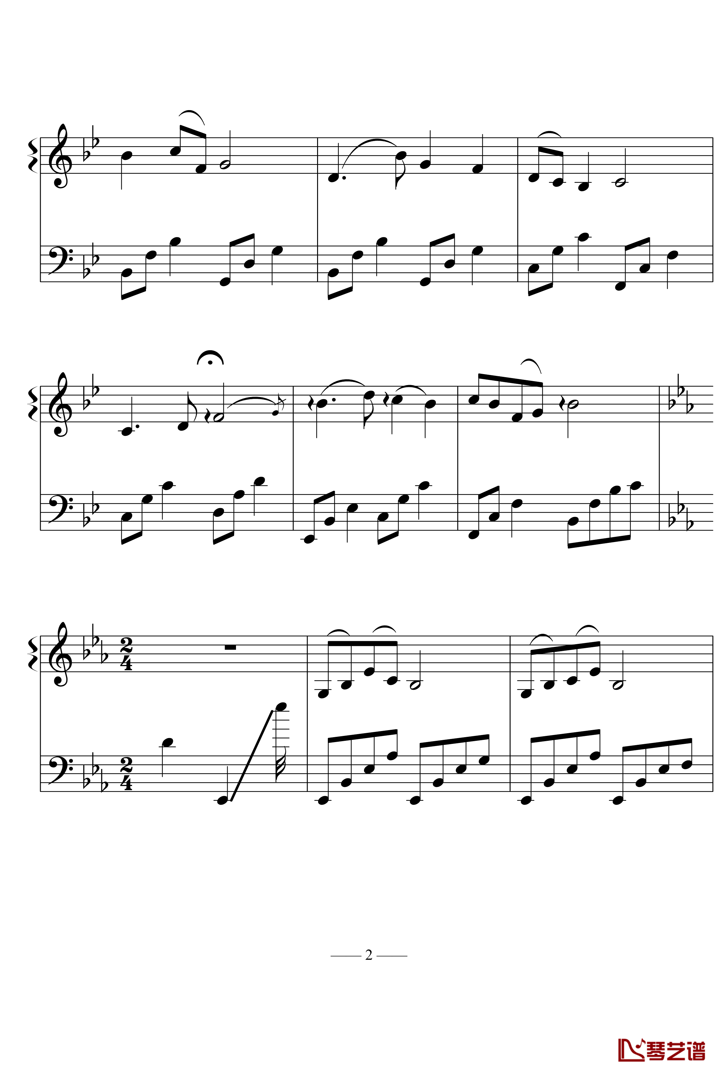 小燕子钢琴谱-中国名曲2