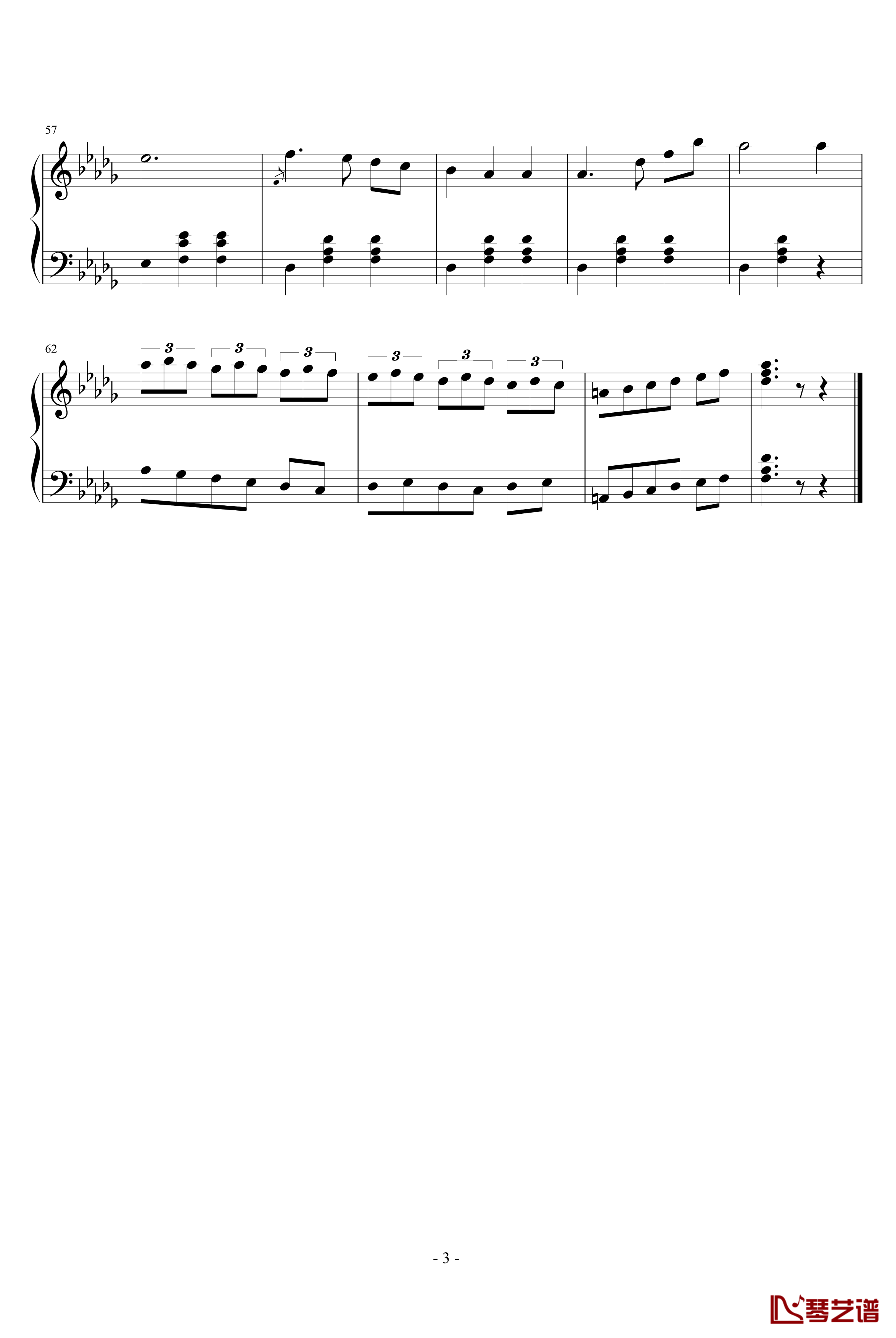 圆舞曲一钢琴谱-A大调的旋律3