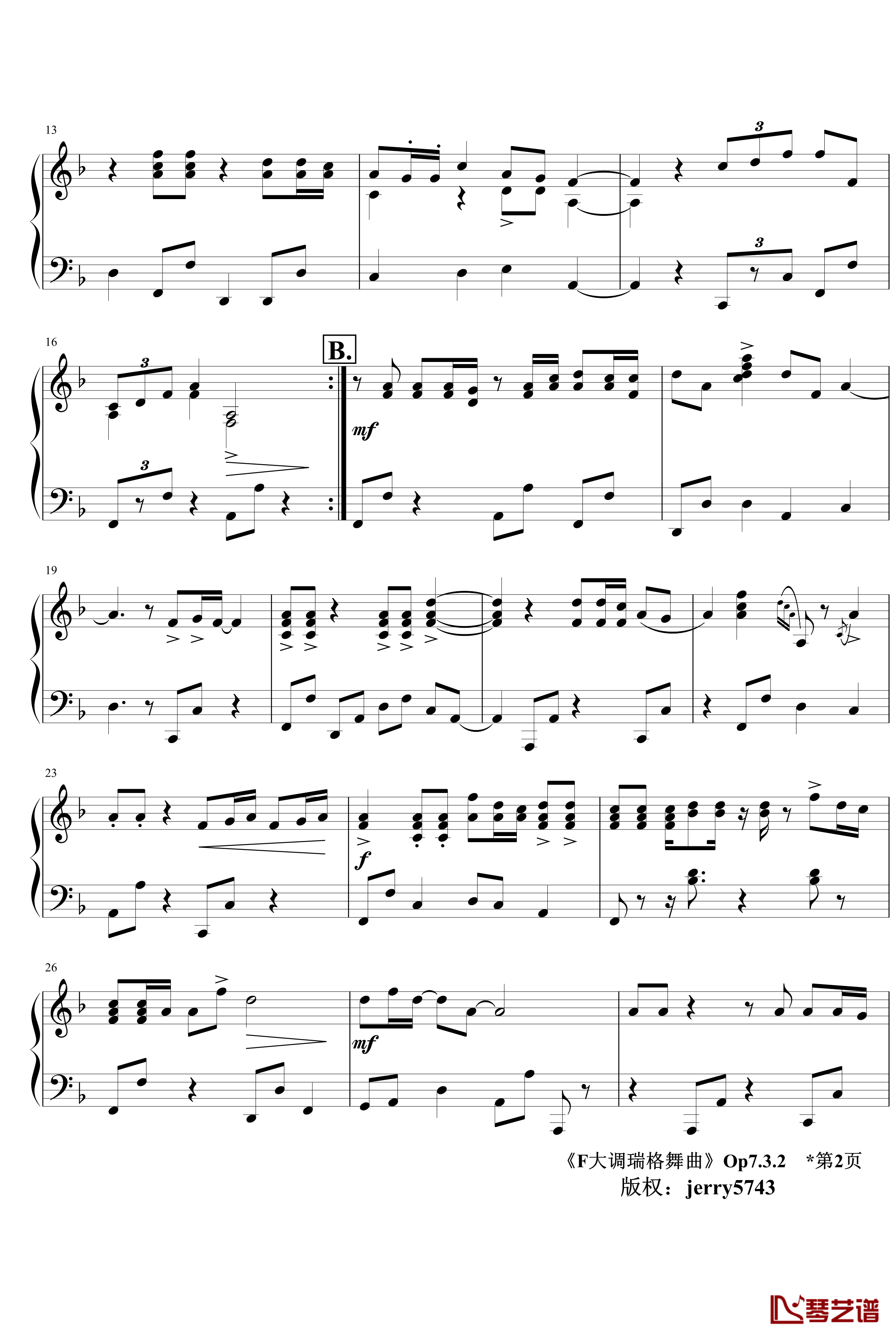 F大调瑞格舞曲Op7.3.2钢琴谱-jerry57432