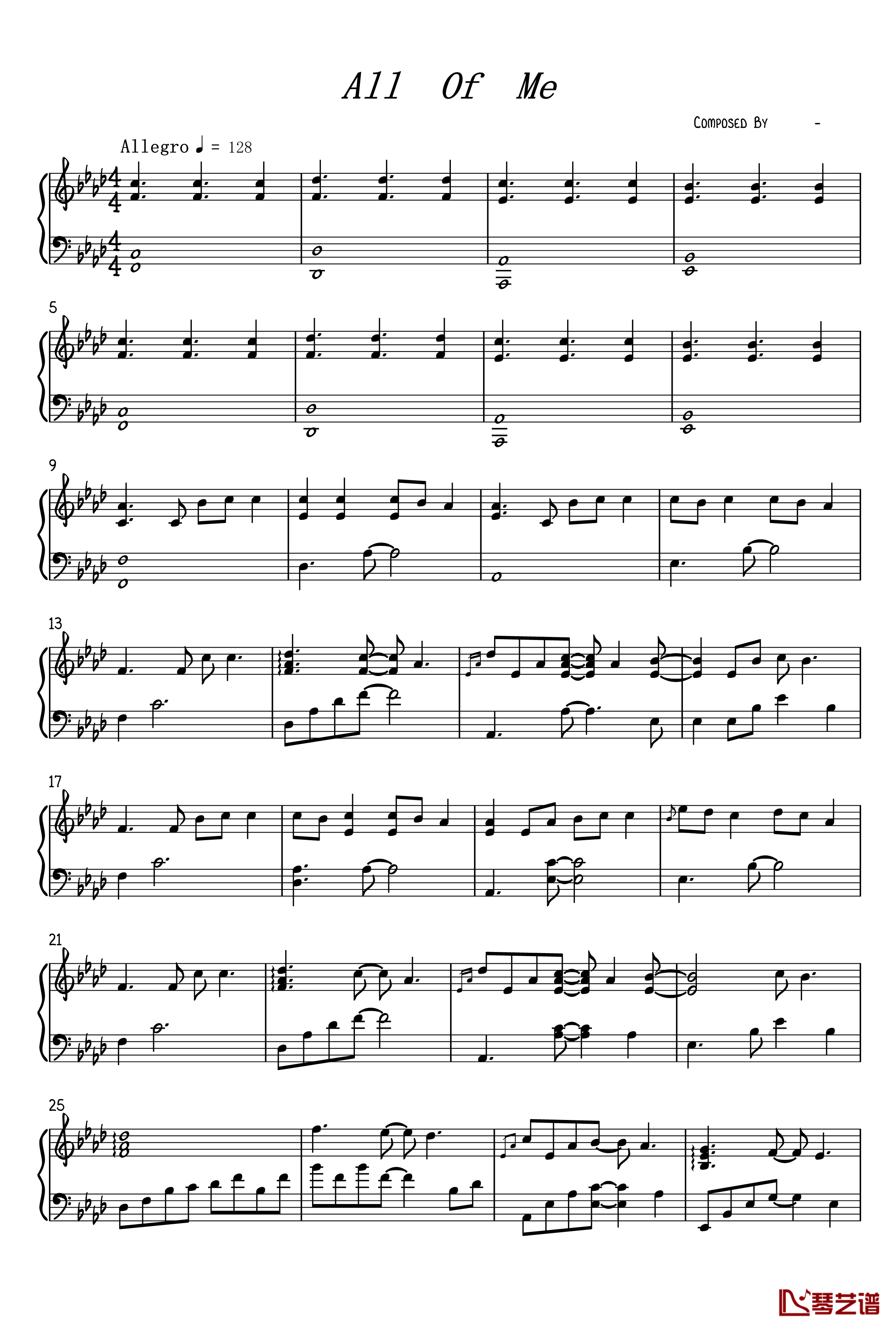 All Of Me钢琴谱-John Legend1