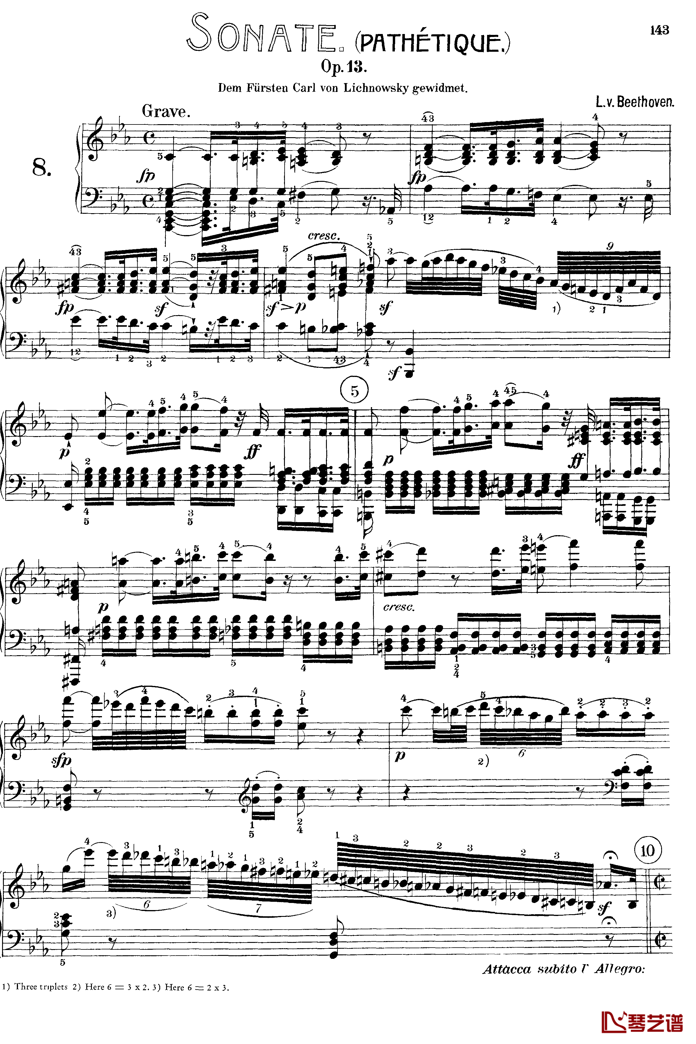 悲怆钢琴谱-c小调第八号钢琴奏鸣曲-全乐章-带指法版-贝多芬-beethoven1