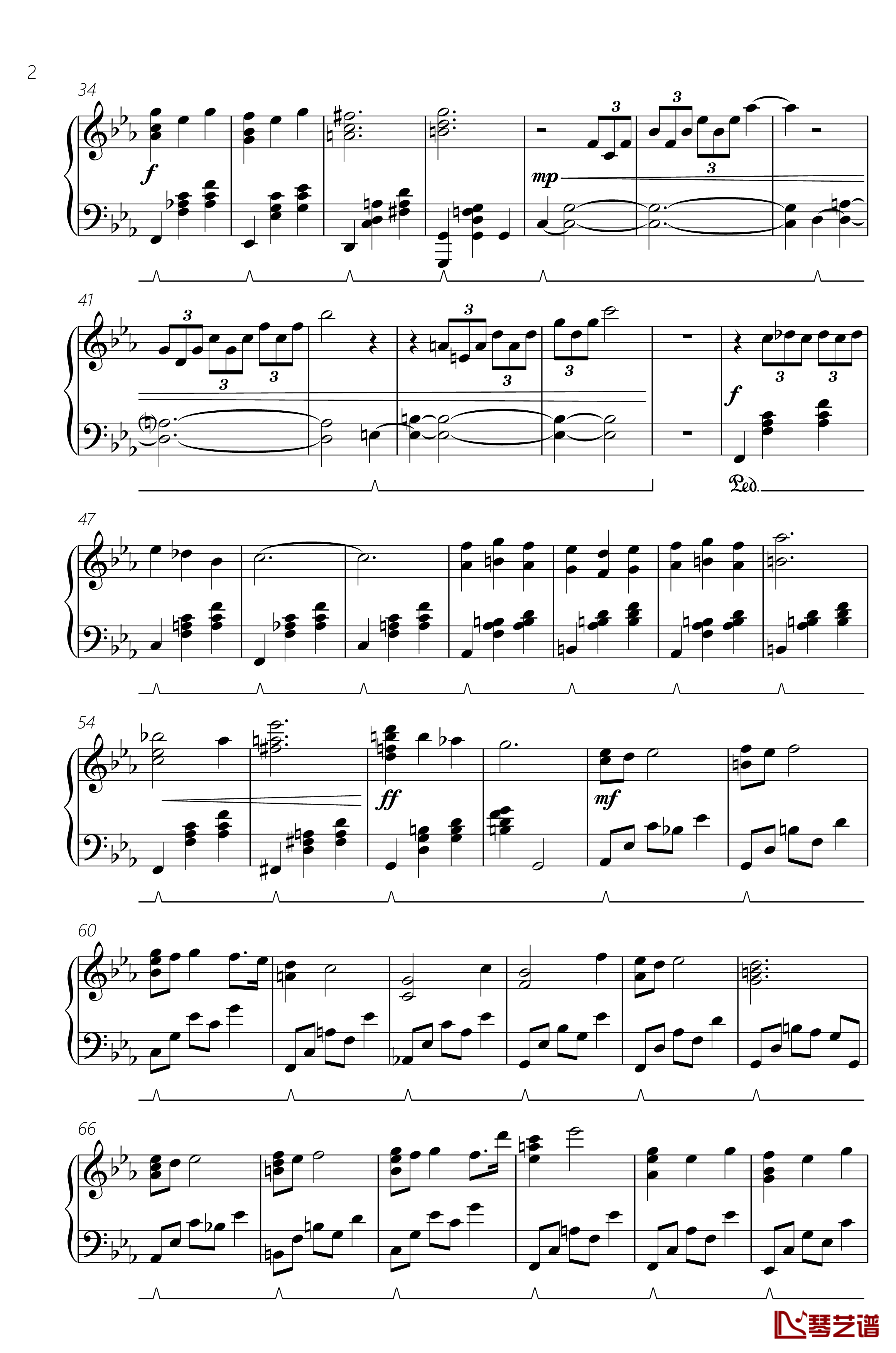 艾达主题钢琴谱-FF14-死者宫殿50层BGM-最终幻想2
