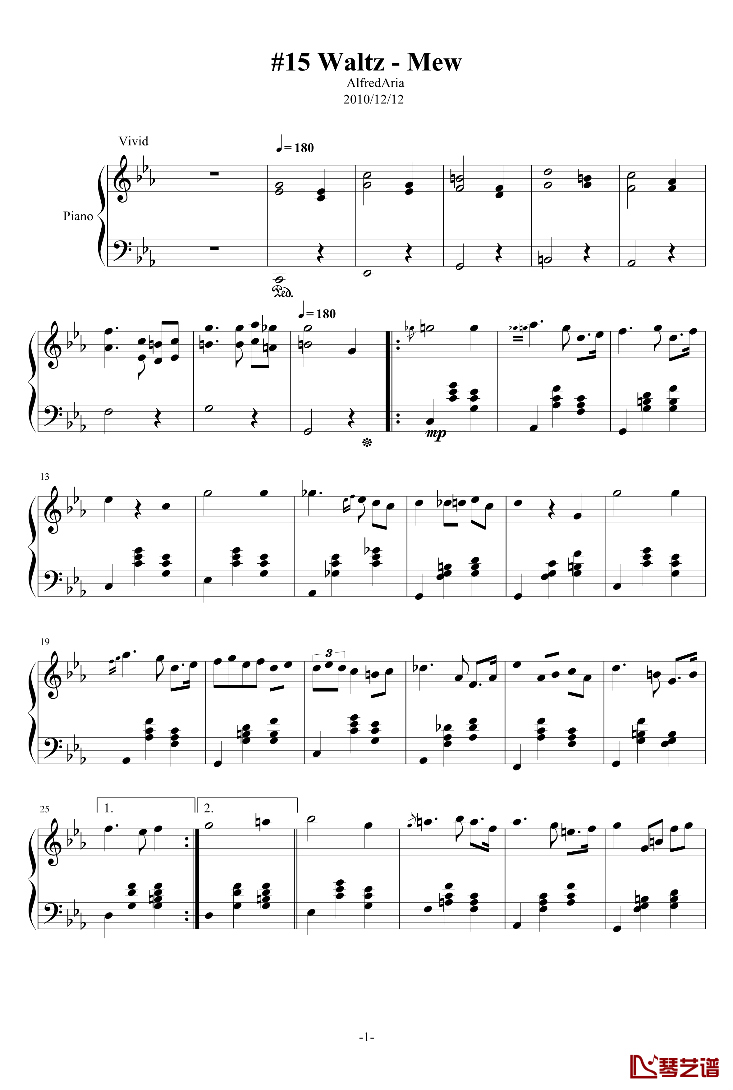 15 Waltz Mew钢琴谱-梦幻圆舞曲-AlfredAria1