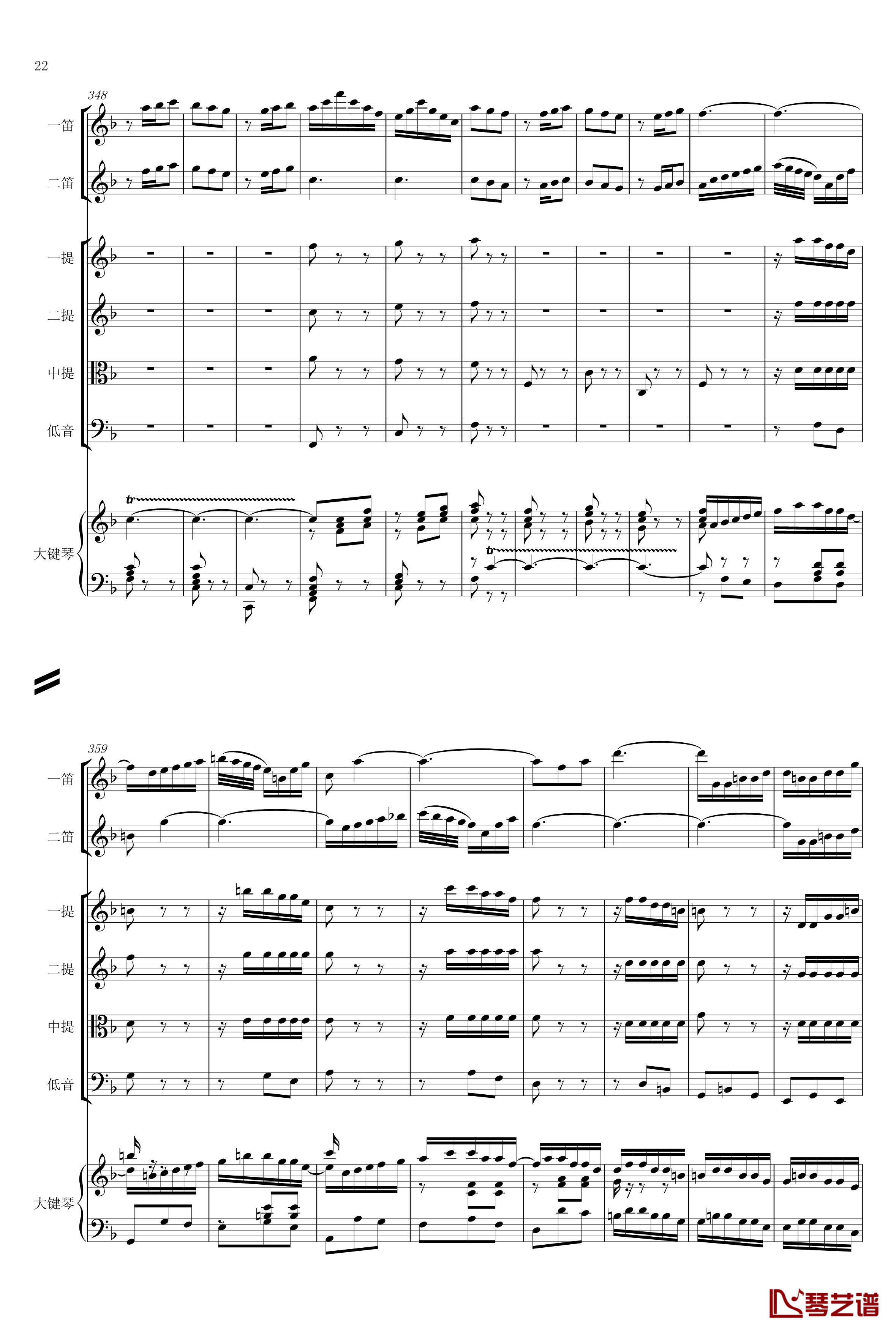 F大调第六号钢琴协奏曲钢琴谱-第一乐章-巴哈-Bach, Johann Sebastian22
