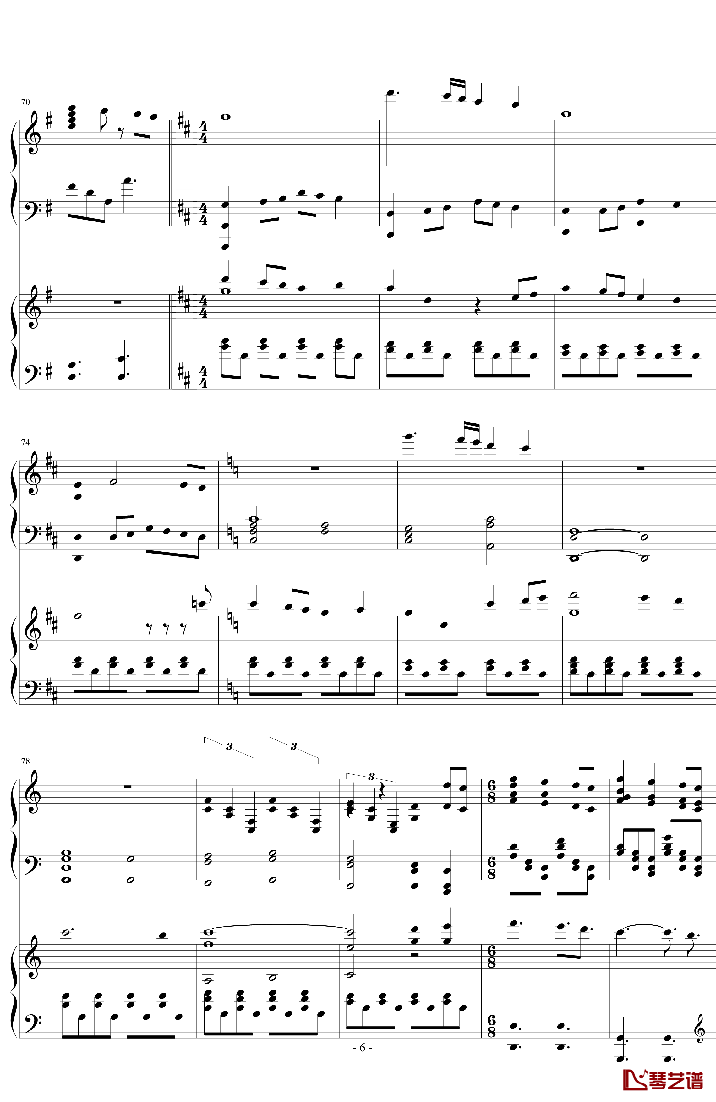 for a moment钢琴谱完整版-动漫影视-迪士尼【小美人鱼2】歌曲6