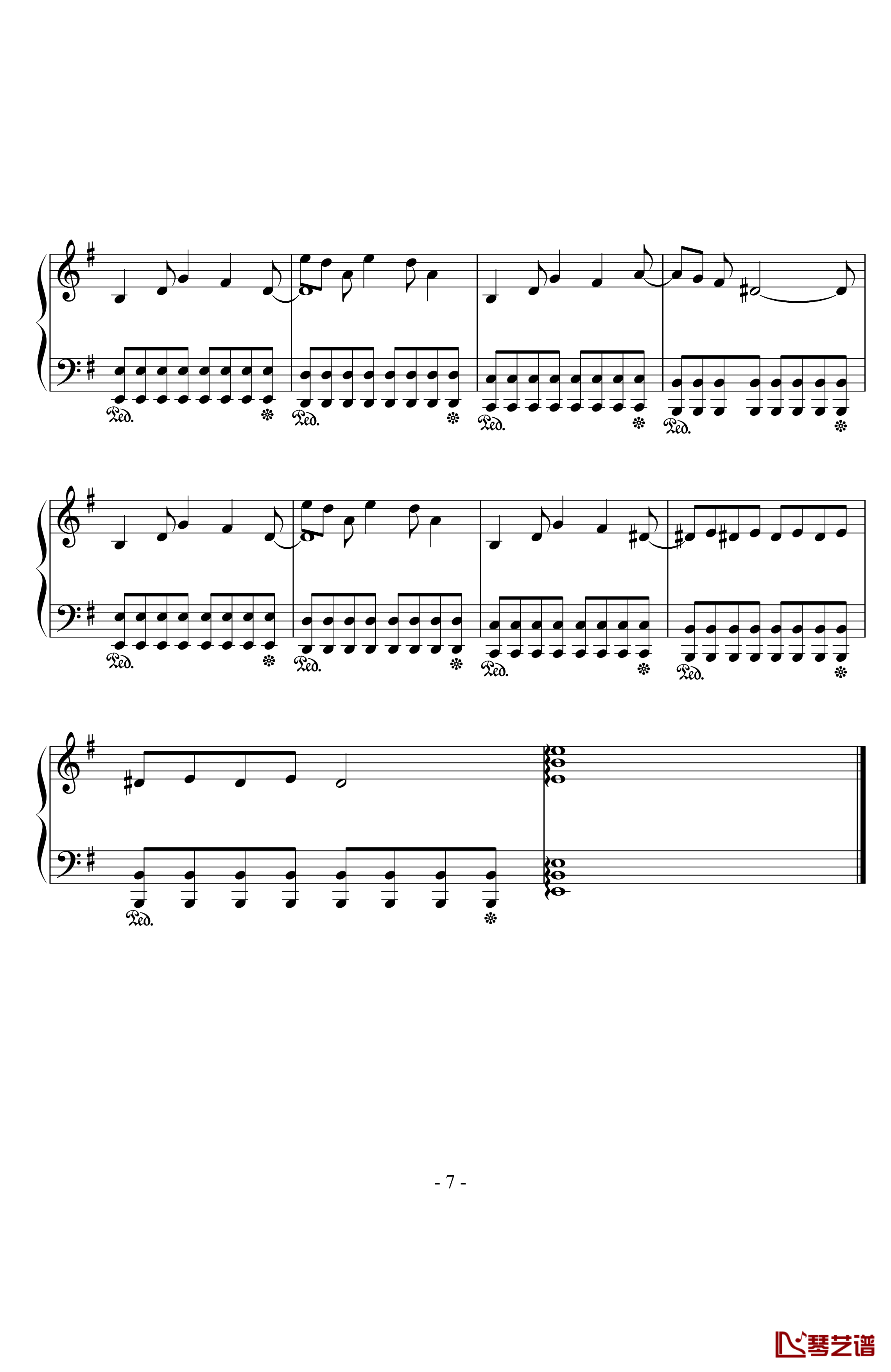 again钢琴谱-YUI7