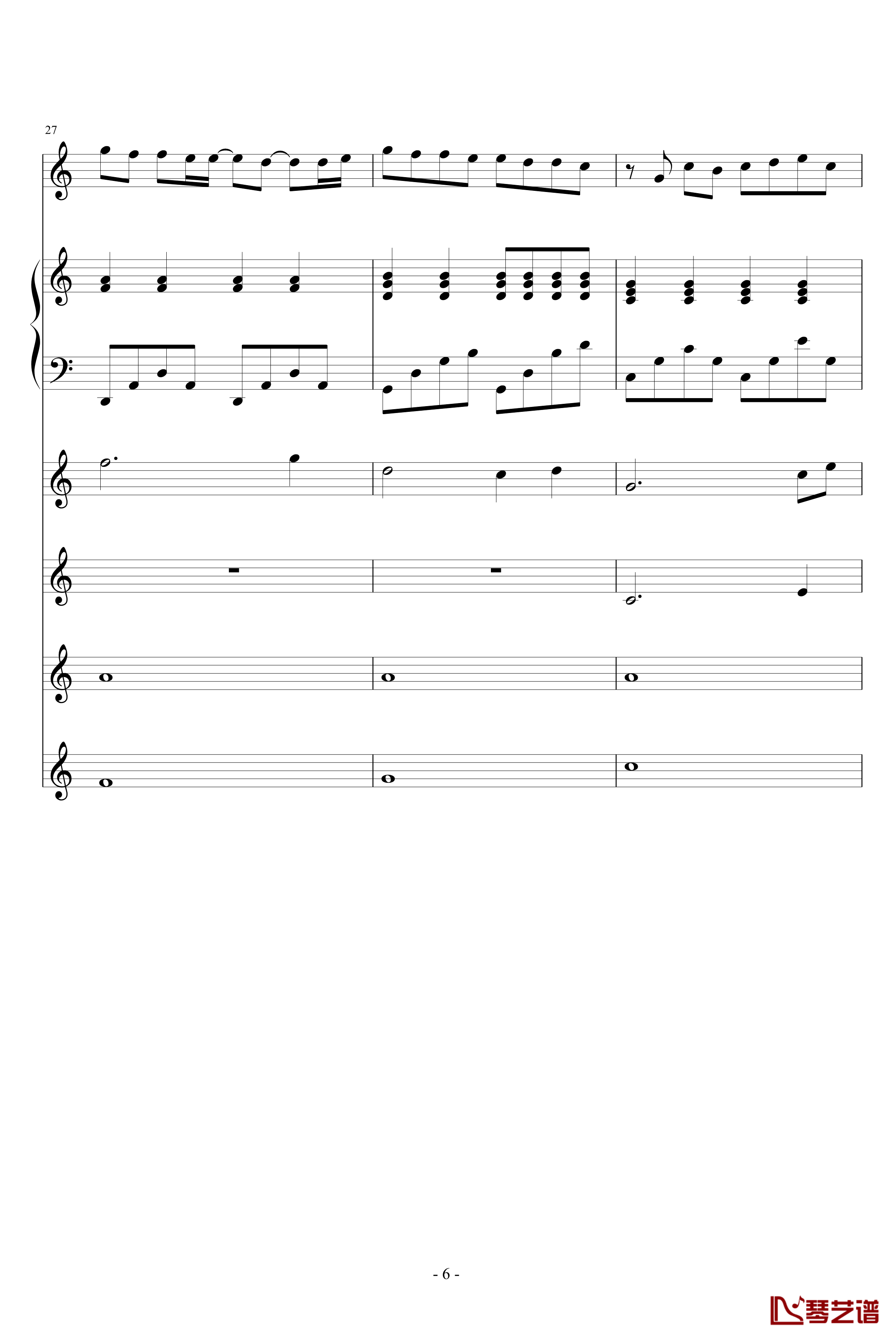 枫钢琴谱-键盘版-周杰伦6