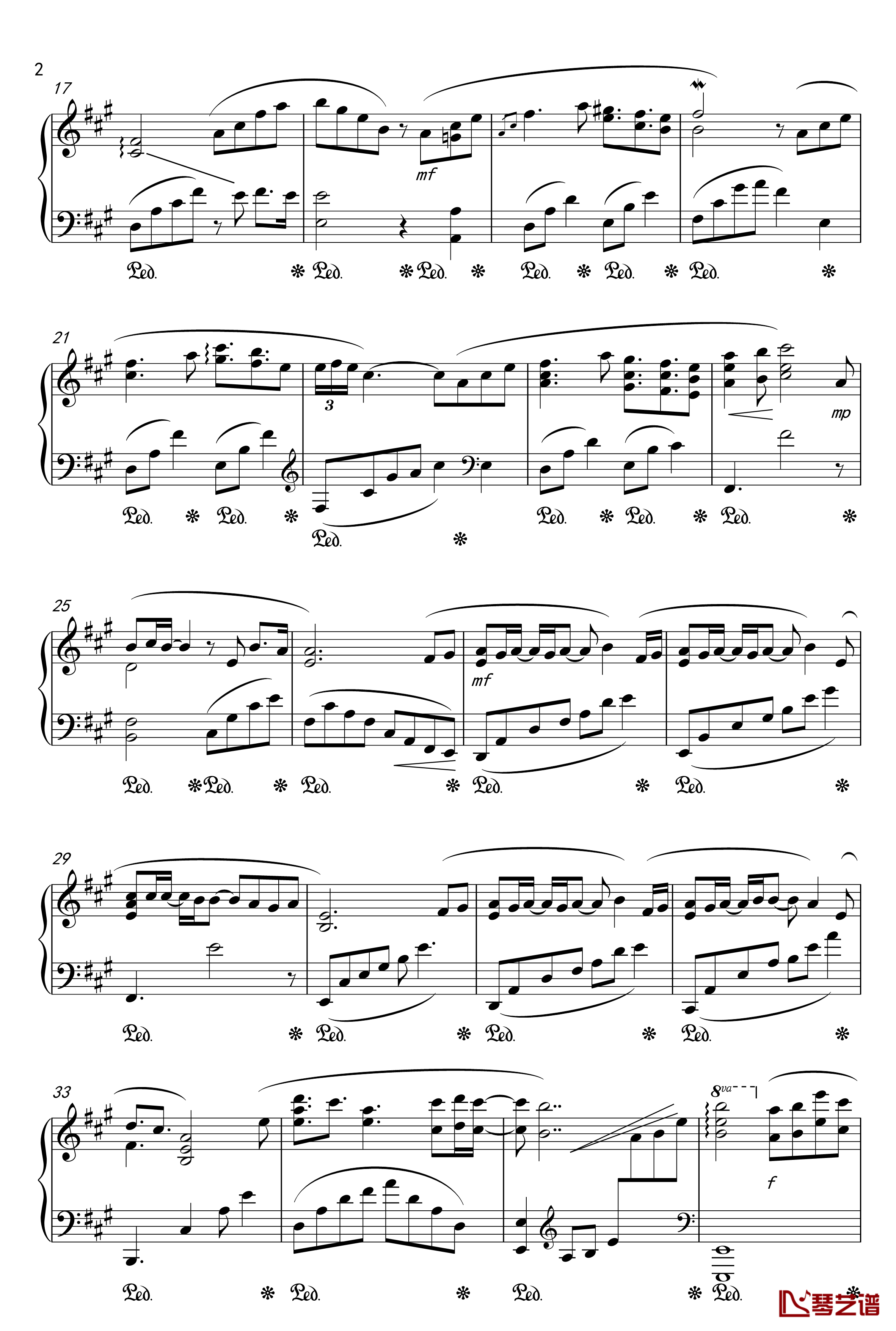 月夜に舞う恋の花-Piano Instrumental-钢琴谱-千の刃涛2