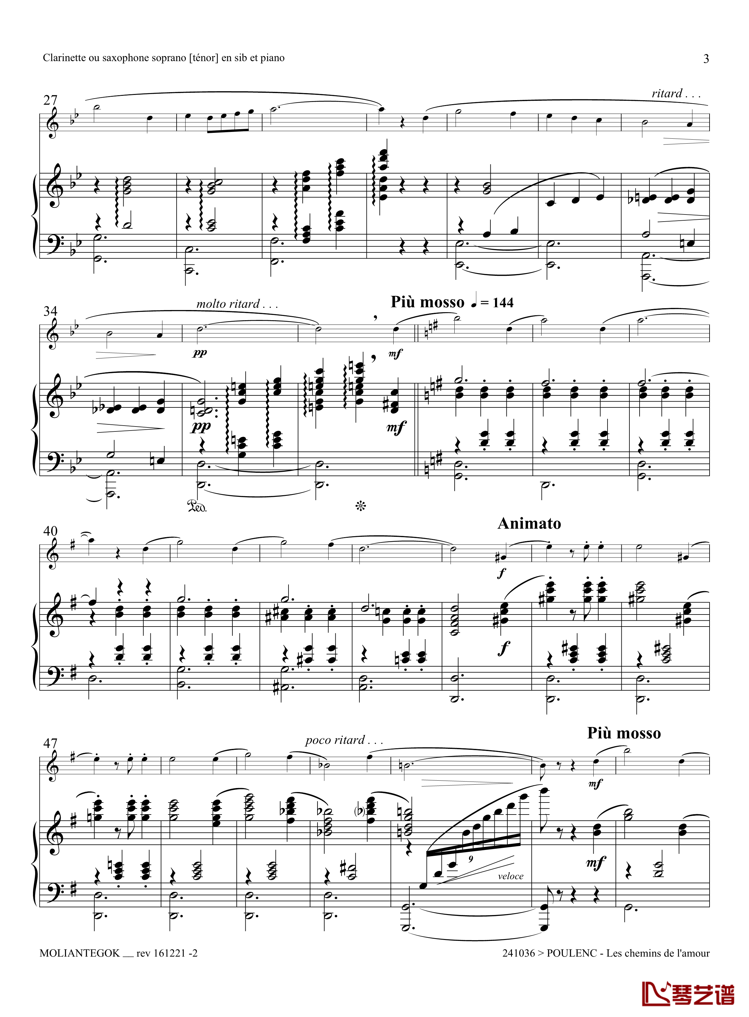 爱的小径钢琴谱-普朗克2