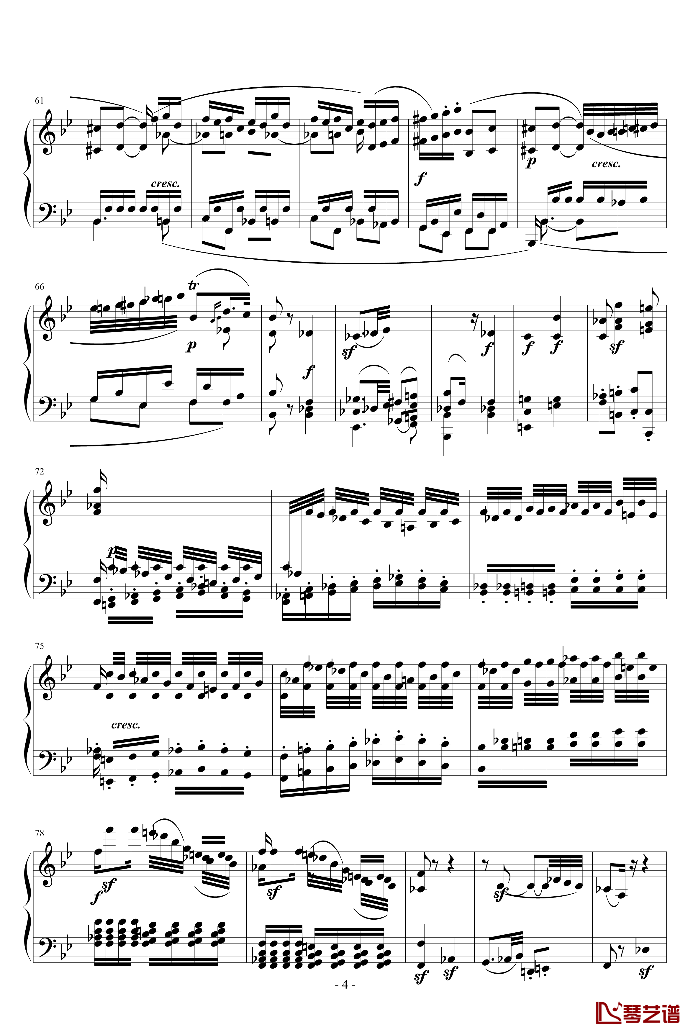 降B大调奏鸣曲第四乐章钢琴谱-贝多芬-beethoven4