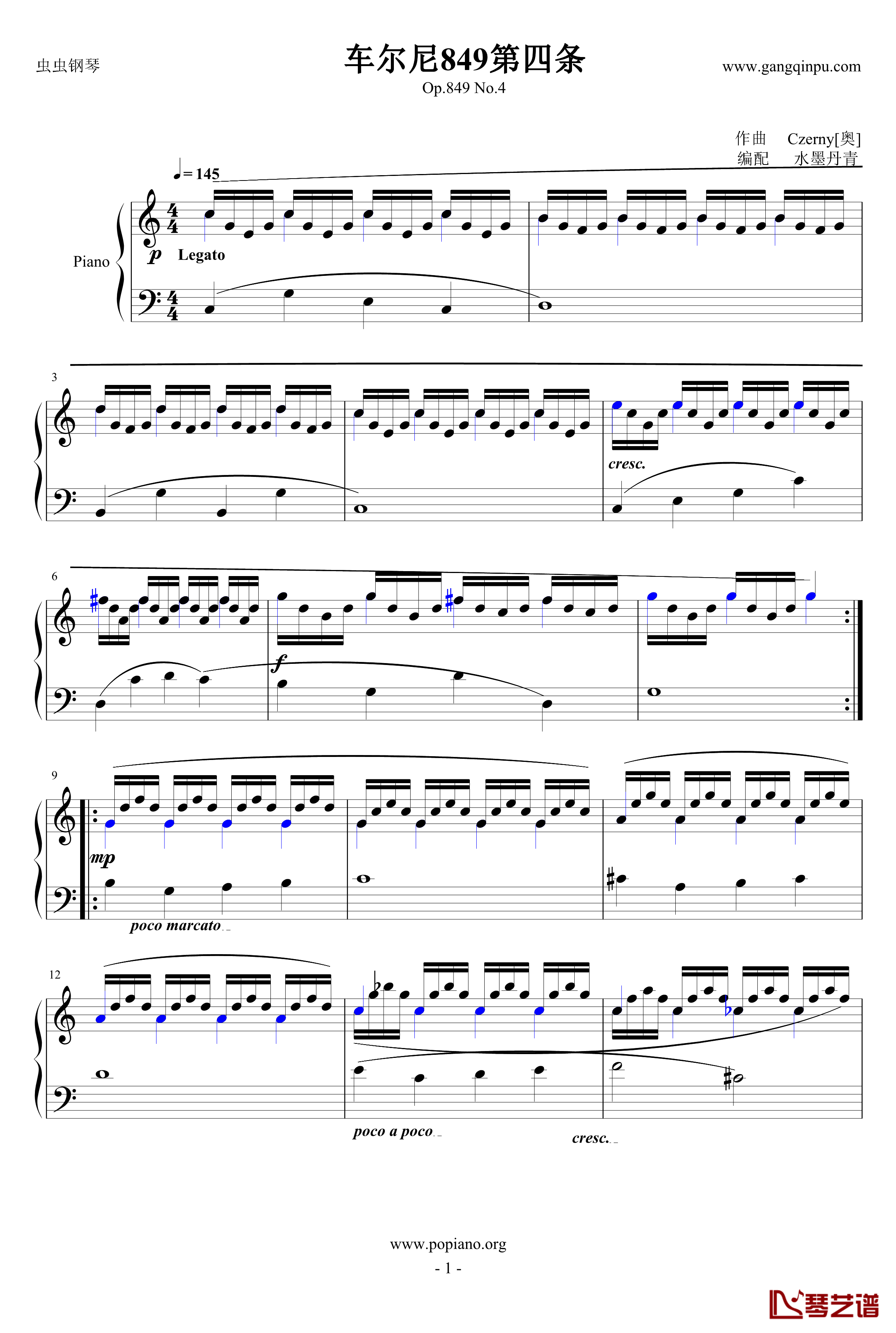 车尔尼849第四条钢琴谱-Op.849 No.4-Czerny1