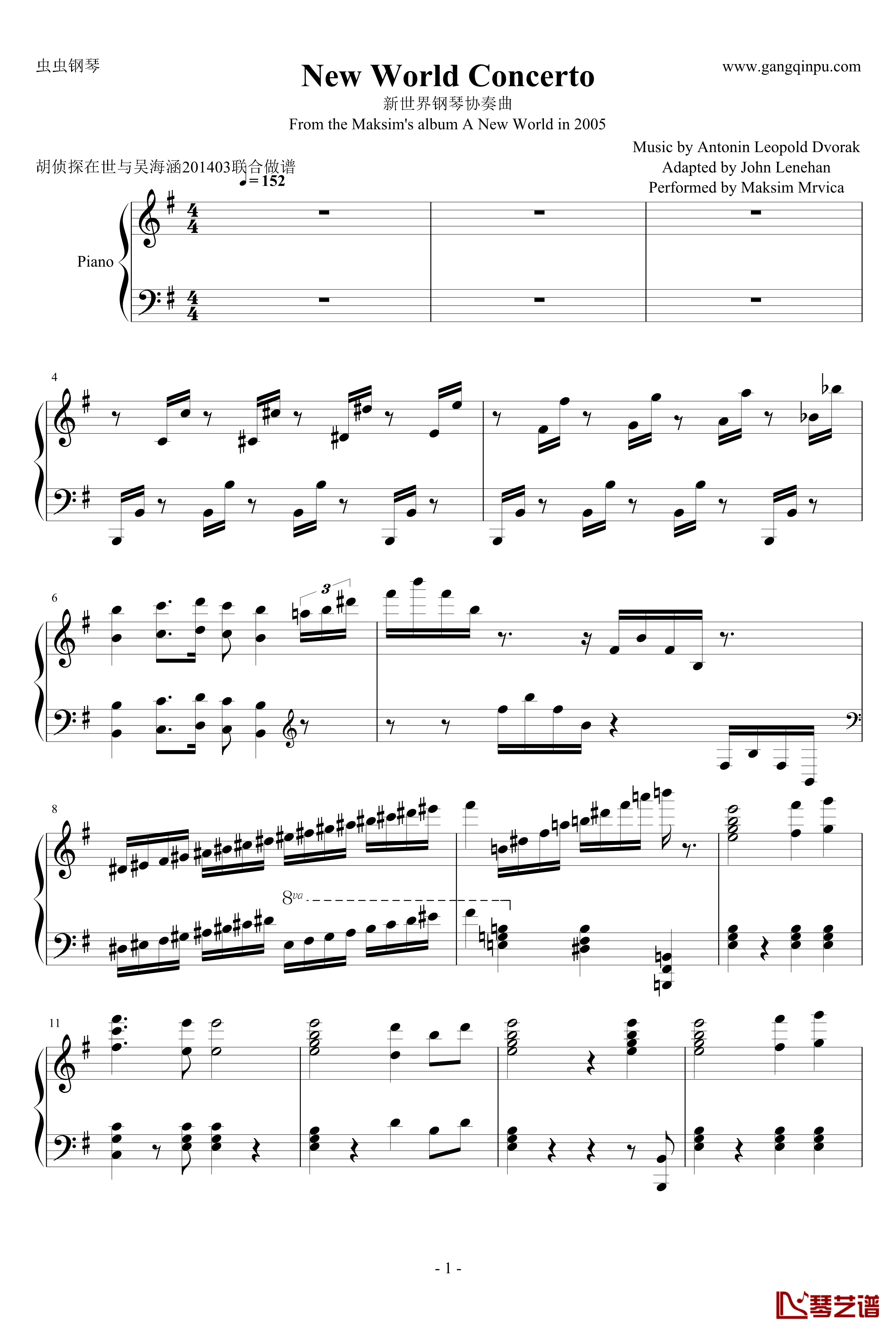New World Concerto钢琴谱-新世界钢琴协奏曲-马克西姆演奏版本-Maksim·Mrvica1