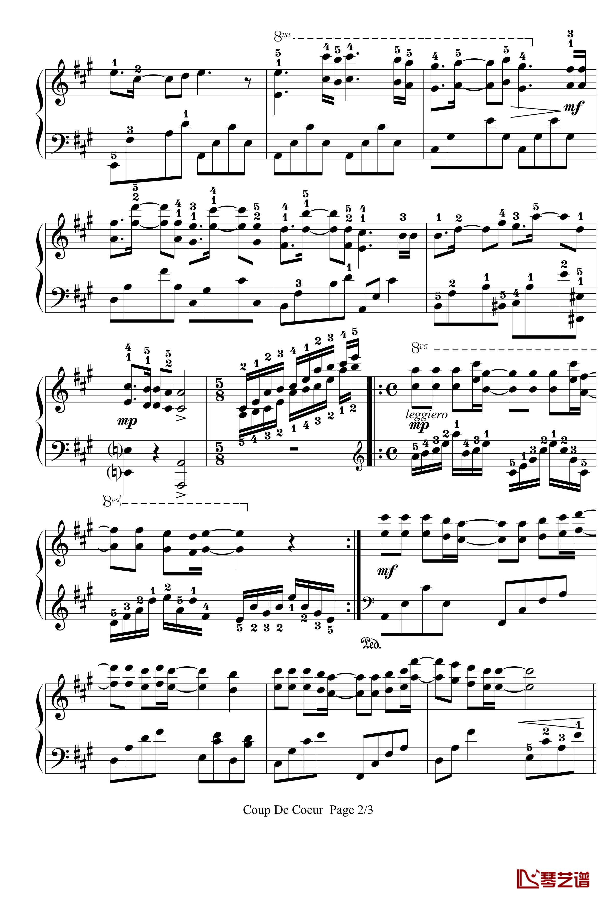 星星小夜曲钢琴谱-带指法-塞内维尔2