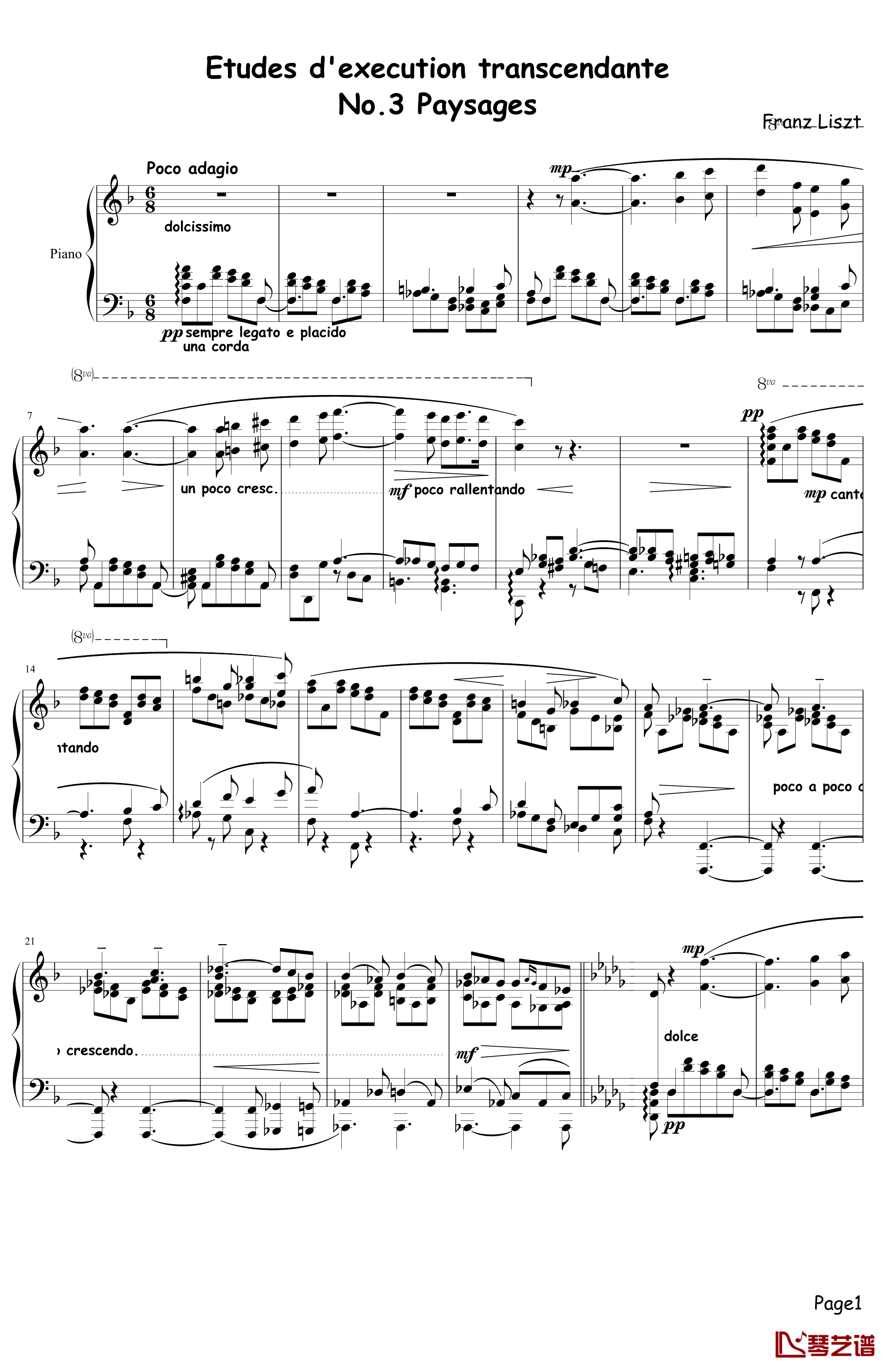 Etudes dexecution transcendante No.3钢琴谱-Paysages-李斯特1