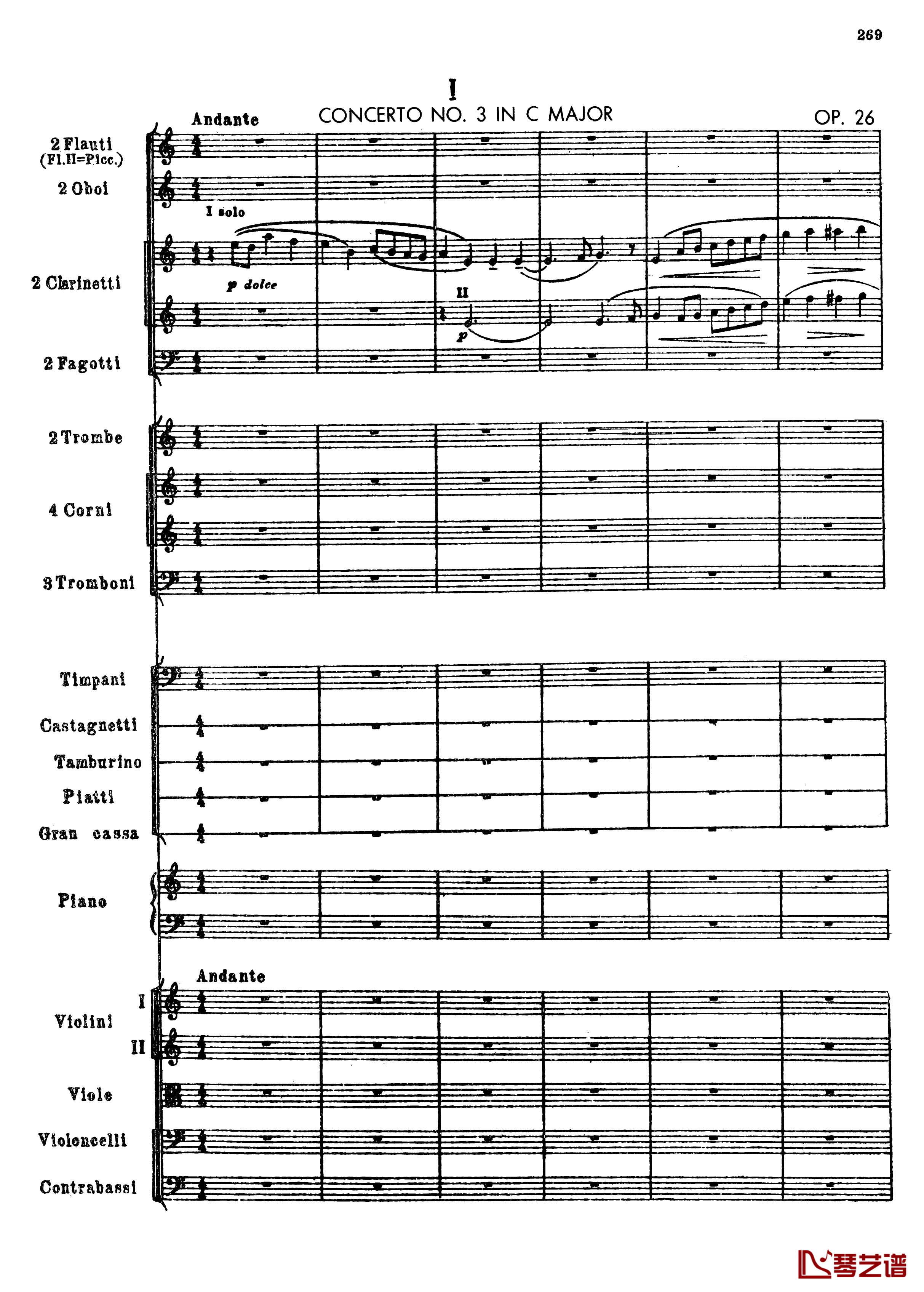 普罗科菲耶夫第三钢琴协奏曲钢琴谱-总谱-普罗科非耶夫1
