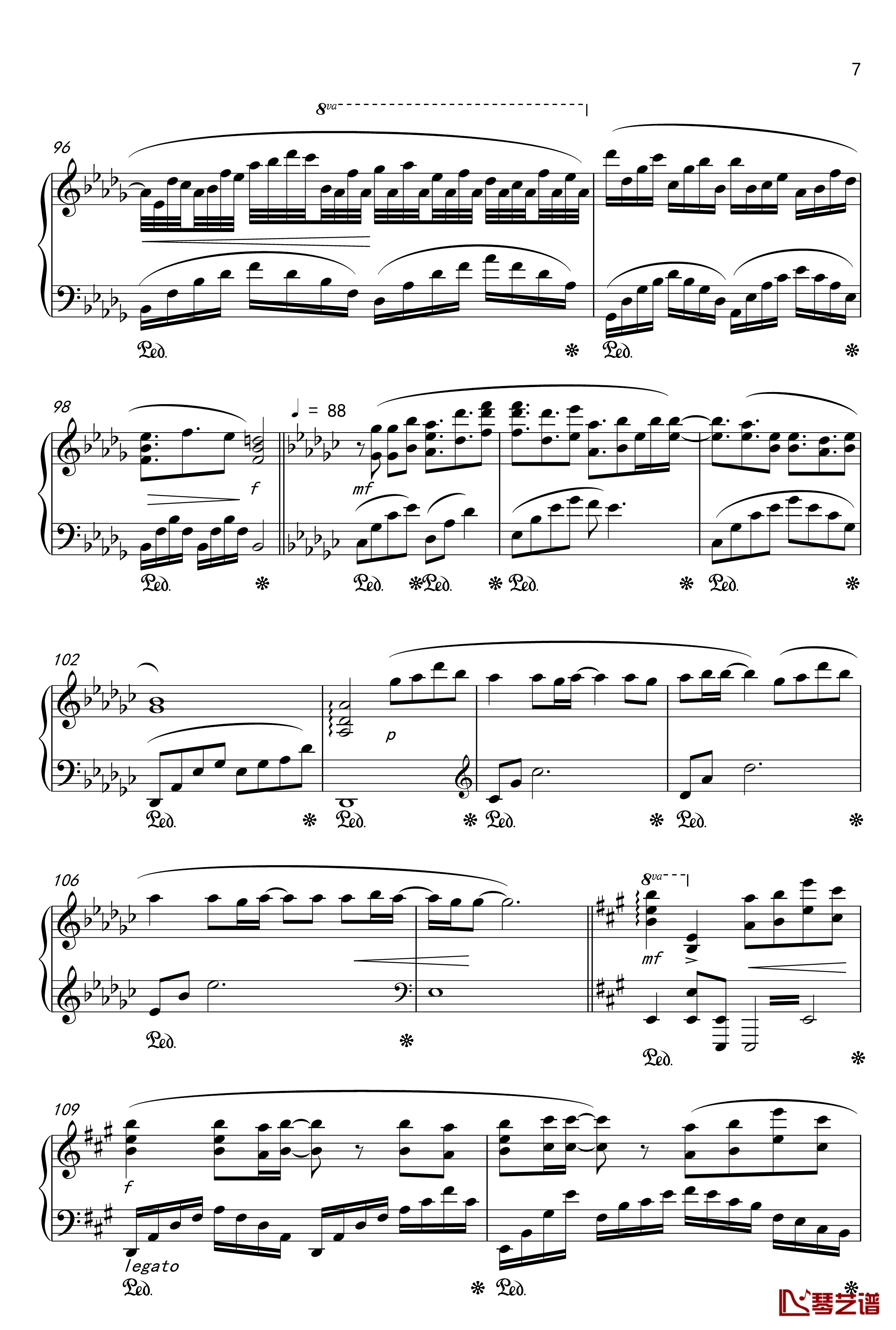 月夜に舞う恋の花-Piano Instrumental-钢琴谱-千の刃涛7