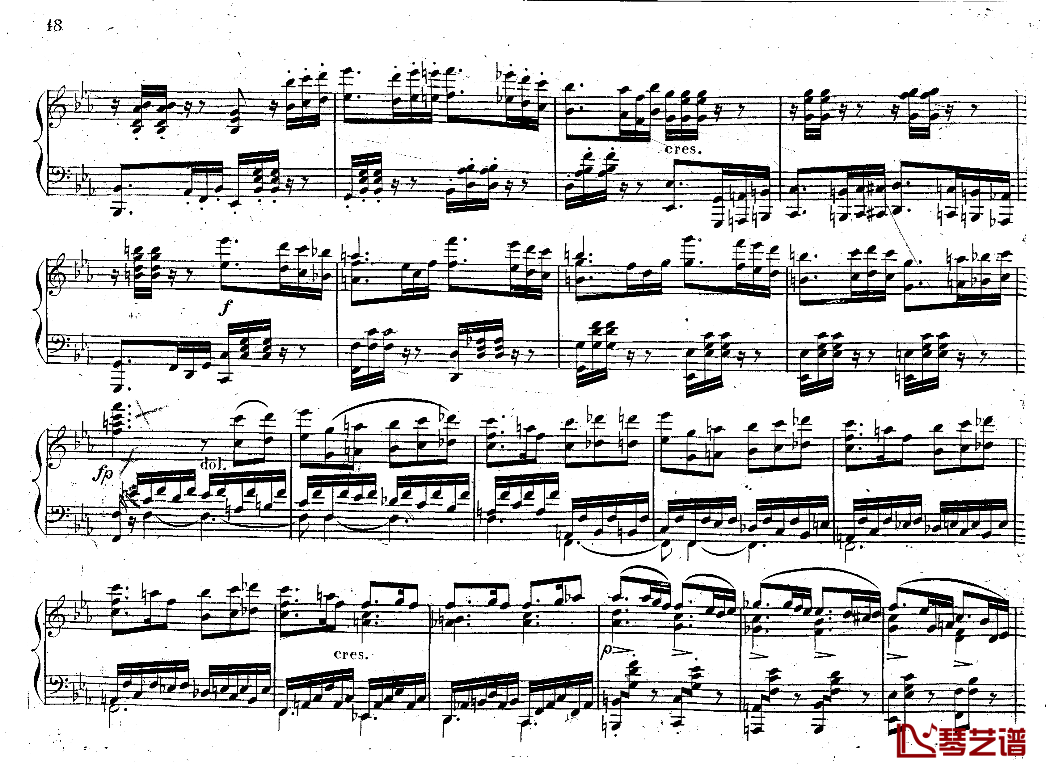 降E大调第八钢琴奏鸣曲 Op.144钢琴谱-车尔尼-Czerny17