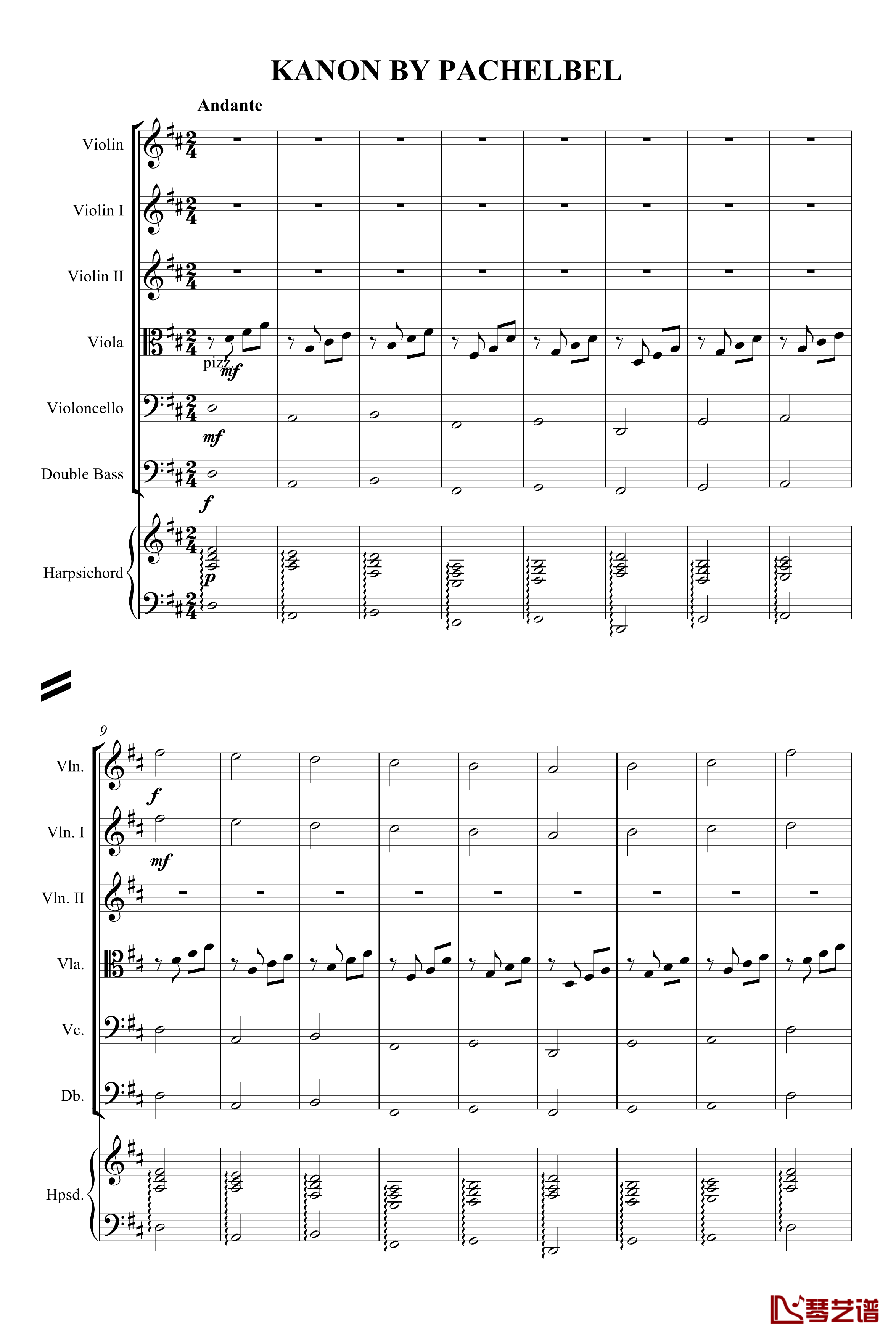 卡农交响曲钢琴谱-帕赫贝尔-Pachelbel1